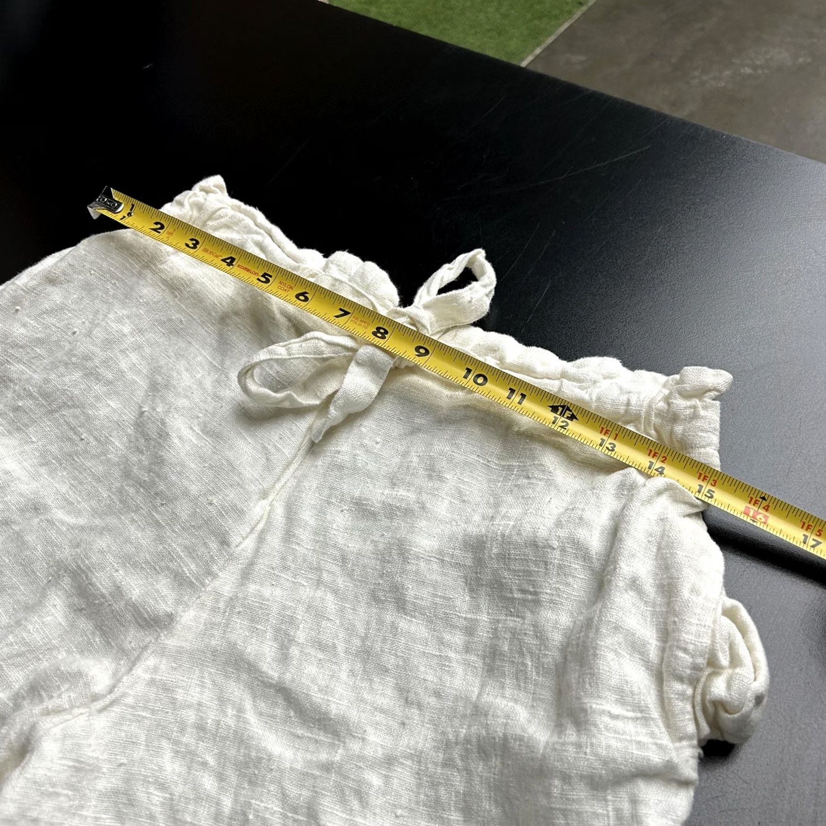 Vintage VINTAGE Linen Shorts Womens Medium White Paperbag Waist Tie Front Relaxed Fit Size 29" - 3 Thumbnail