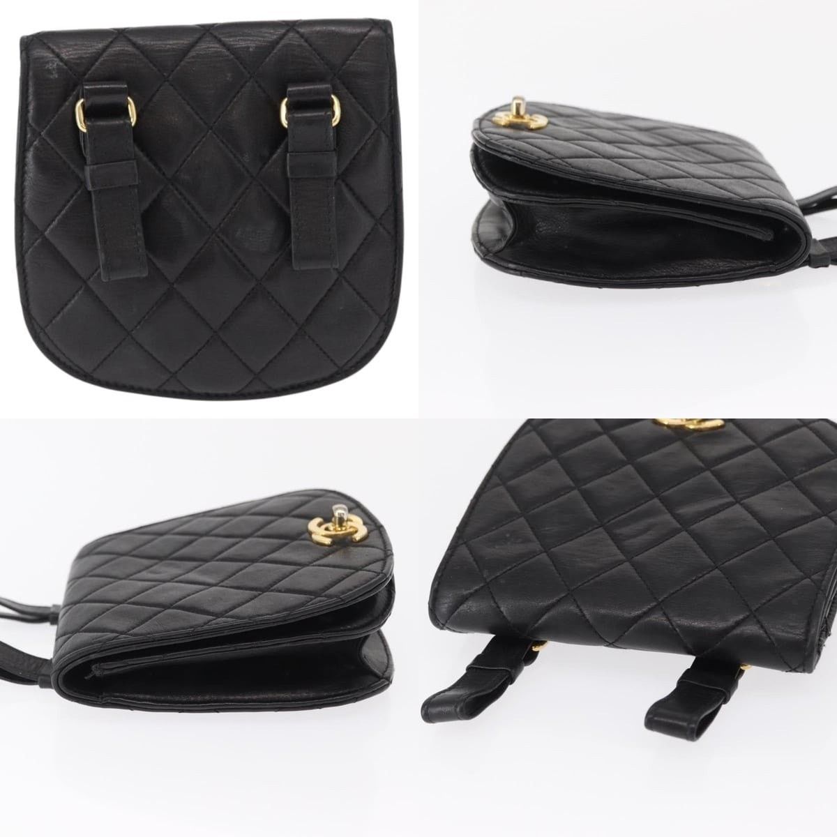 Chanel Chanel Pouch Lamb Skin Black Gold CC Size ONE SIZE - 3 Thumbnail