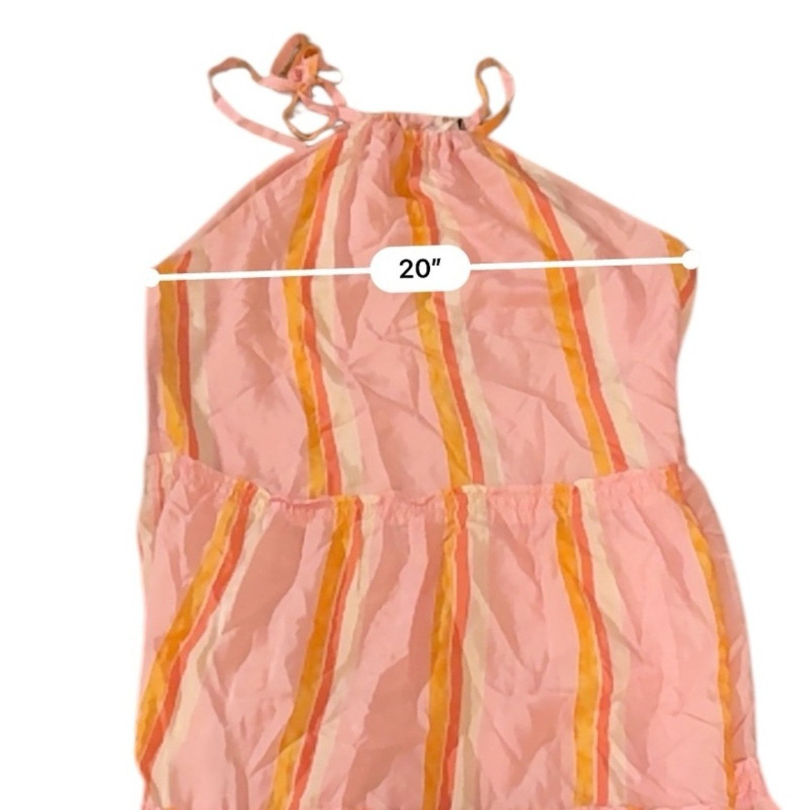Club Monaco Club Monaco Amirra Silk Pink Multi Stripe Tiered Midi Dress Size XL / US 12-14 / IT 48-50 - 8 Thumbnail
