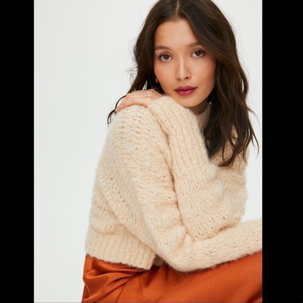 Aritzia Wilfred Lune Cream Alpaca Wool Cropped Sweater Size XXS Size XXS / US 00 / IT 34 - 5 Thumbnail