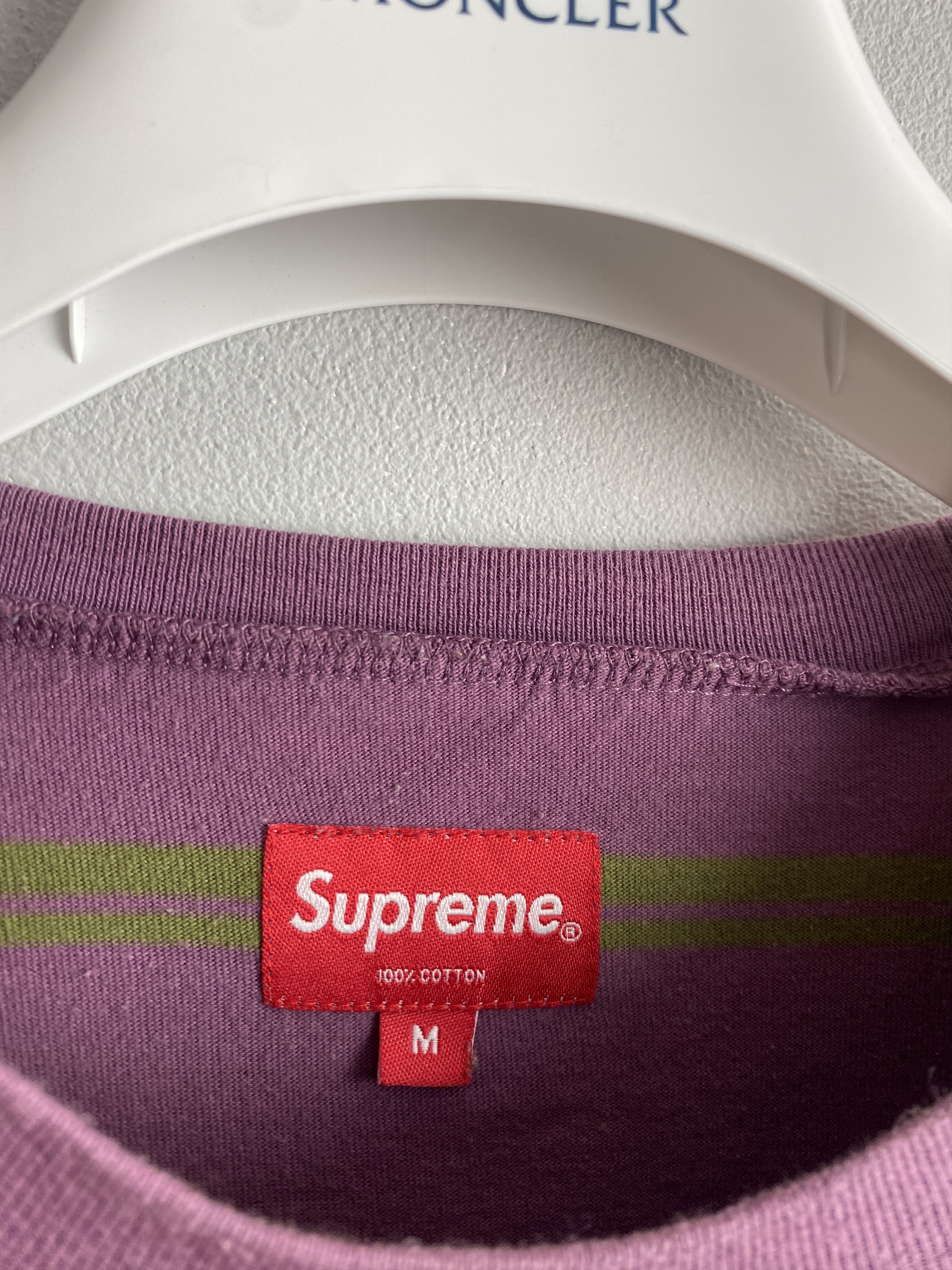 Supreme Supreme striped long sleeve t-shirt tee dusty purple Size US M / EU 48-50 / 2 - 3 Thumbnail