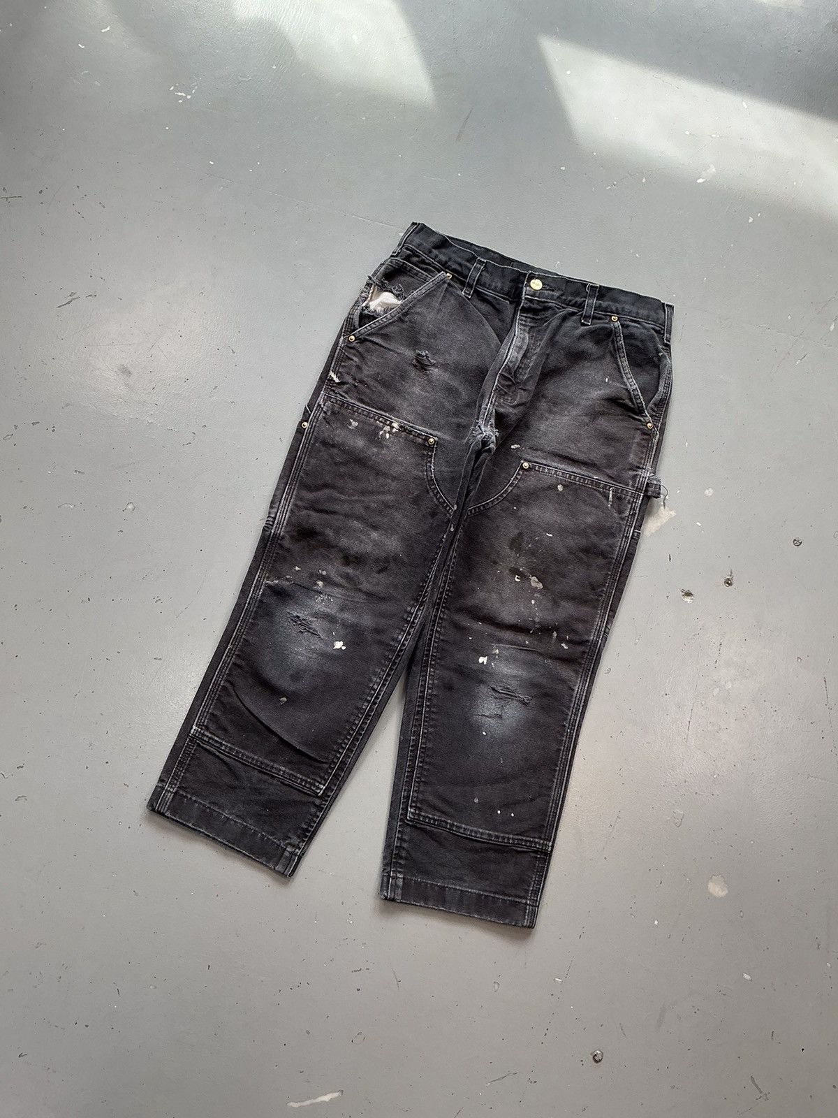 Carhartt × Vintage Vintage Carhartt b01BLK distressed painted double knee denim Size US 32 / EU 48 - 3 Thumbnail