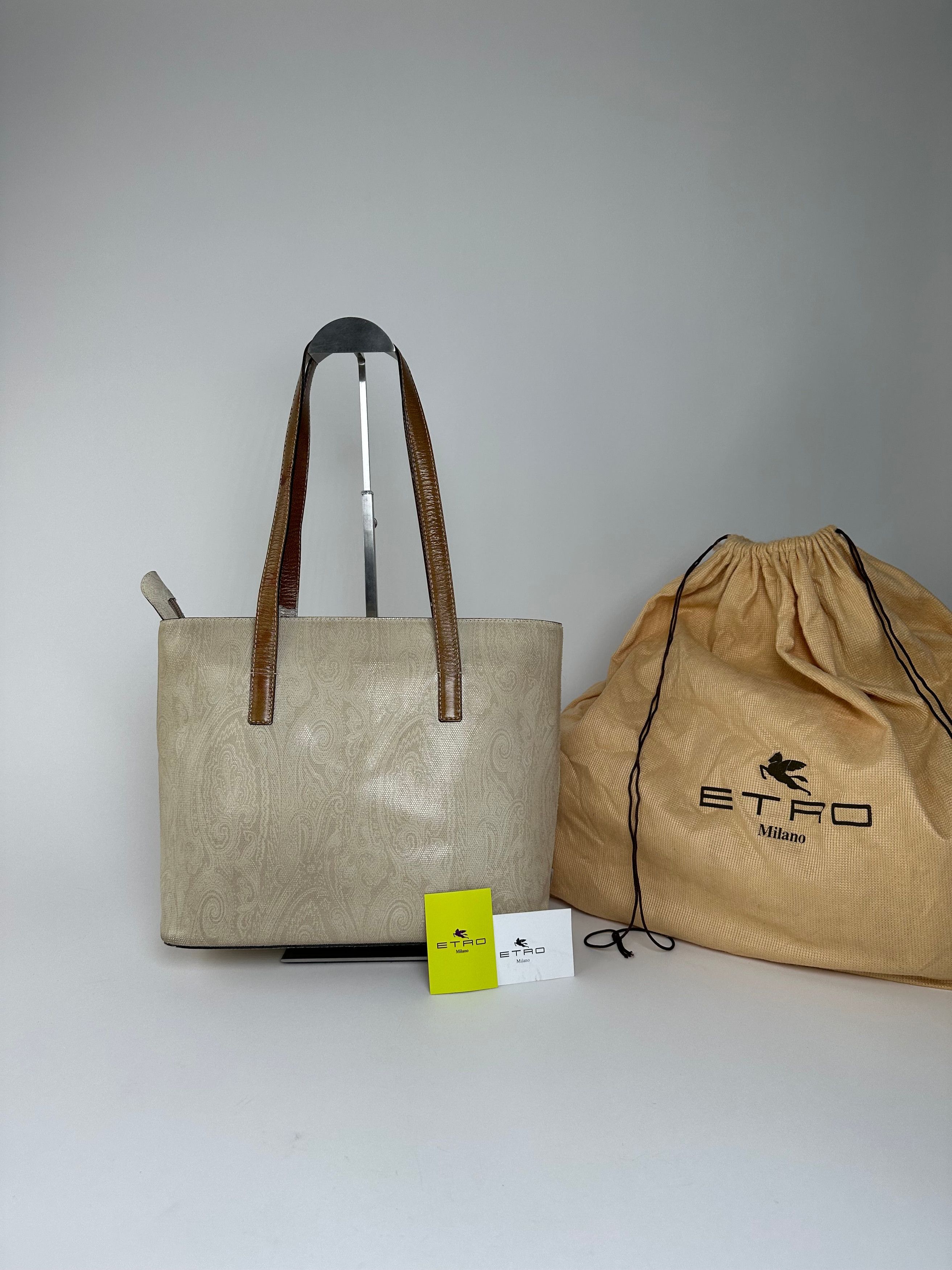 Etro Vintage Paisley Canvas Tote Bag Cream Size ONE SIZE - 1 Thumbnail