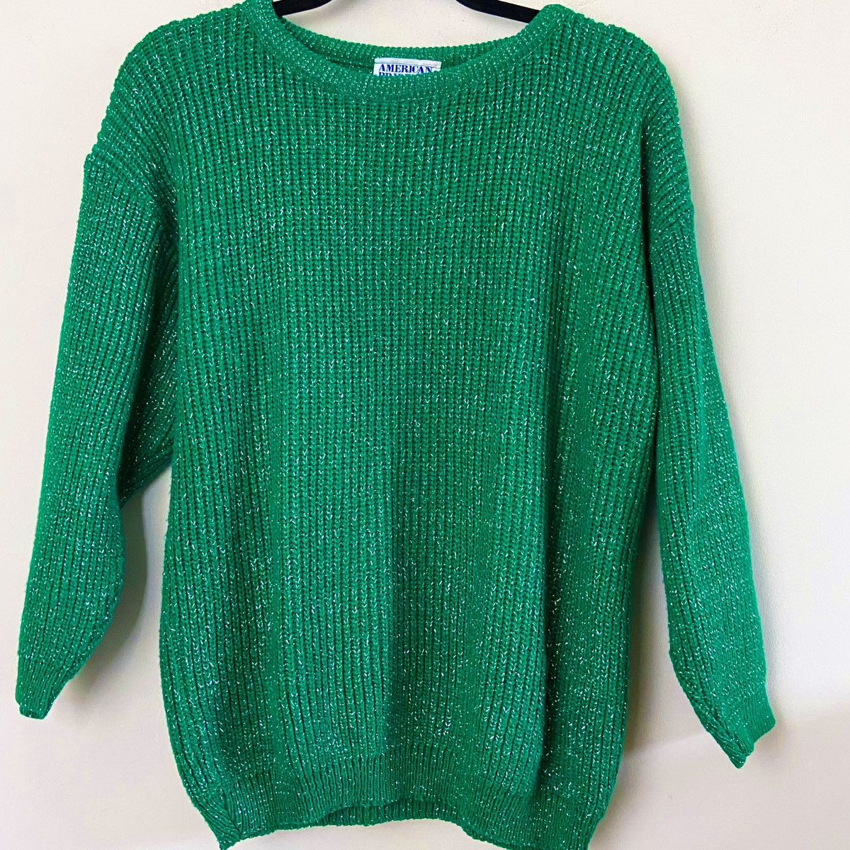 Other Vintage 1980s Green & Silver Crewneck Pullover Sweater | Med Size M / US 6-8 / IT 42-44 - 9 Thumbnail