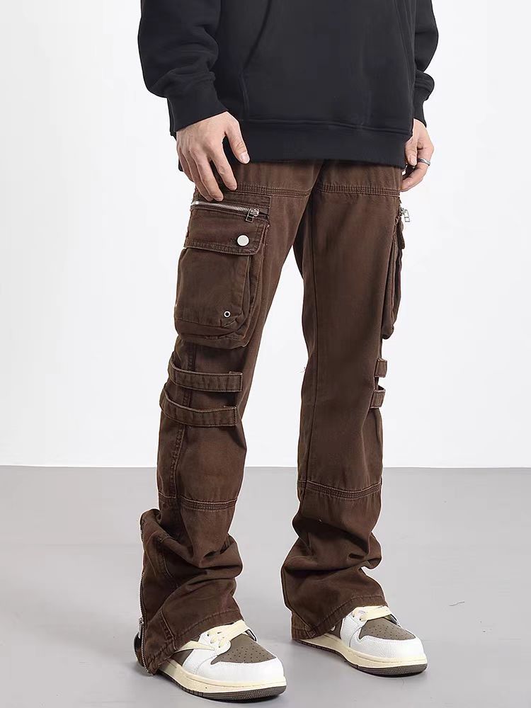 Japanese Brand × Vintage Vintage brown wide leg baggy work pants Size US 31 - 1 Thumbnail