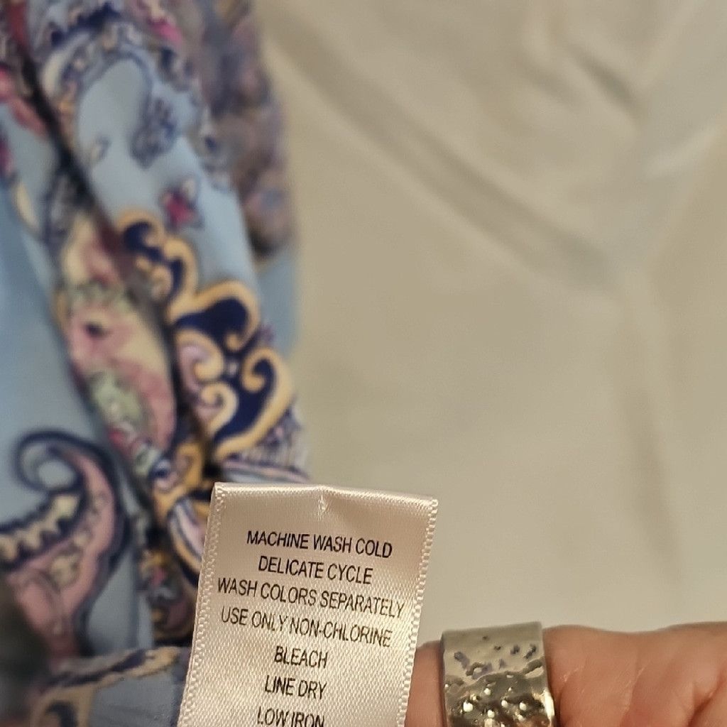 Other Roaman's Blue and Pink Paisley Blouse Size 4XL / US 24-26 - 8 Thumbnail