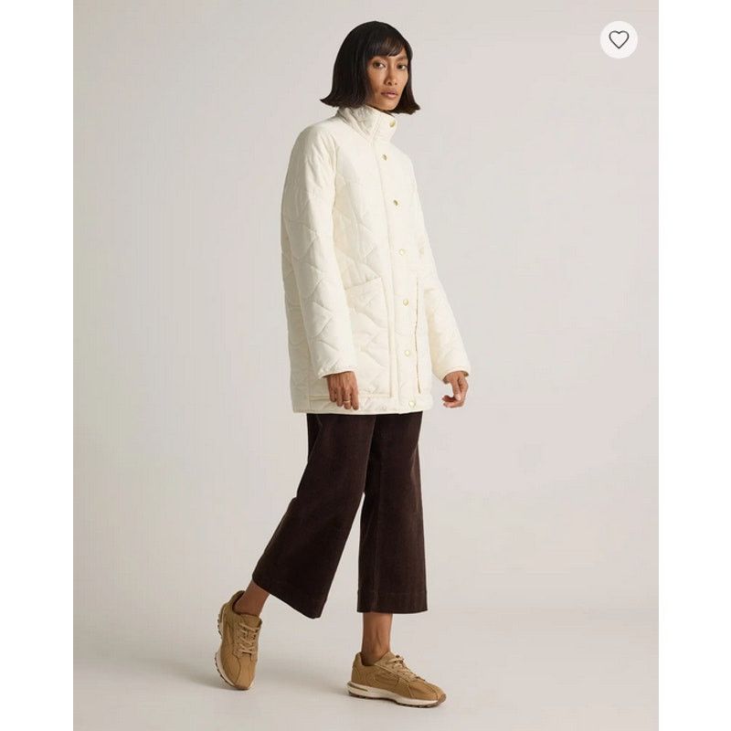 Quince Featherless Quilted Long Puffer Jacket Silk White Size S NWT Size L / US 10 / IT 46 - 3 Thumbnail