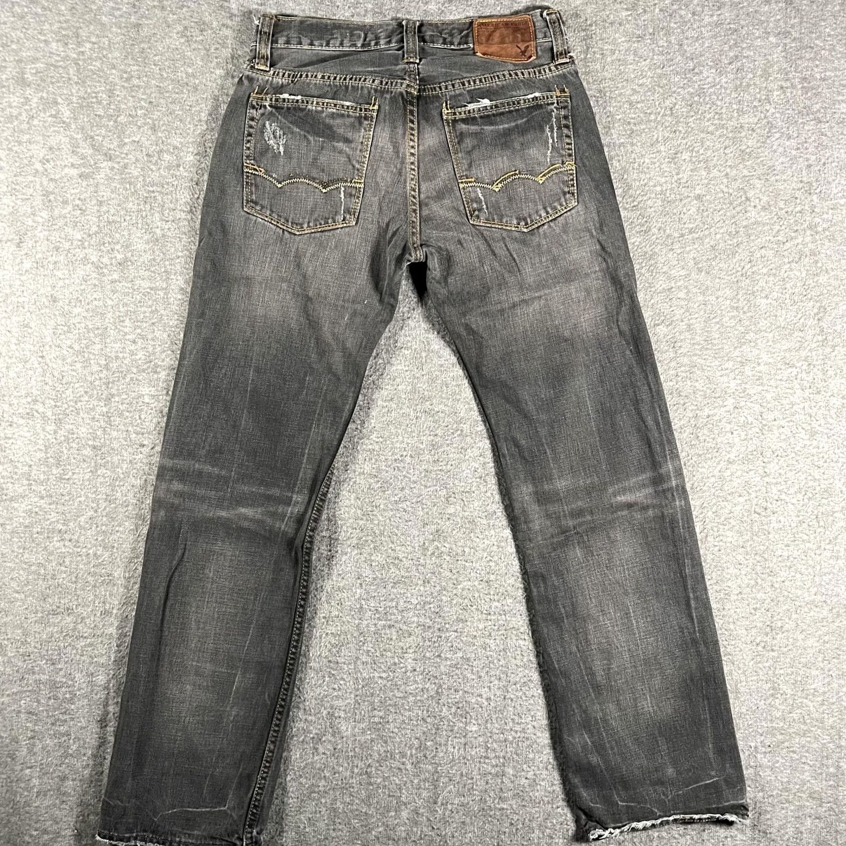 American Eagle Outfitters VINTAGE American Eagle Jeans Mens 32x30 Distressed Button Fly Straight Gray Denim 90s Style Mens Size US 32 / EU 48 - 3 Thumbnail