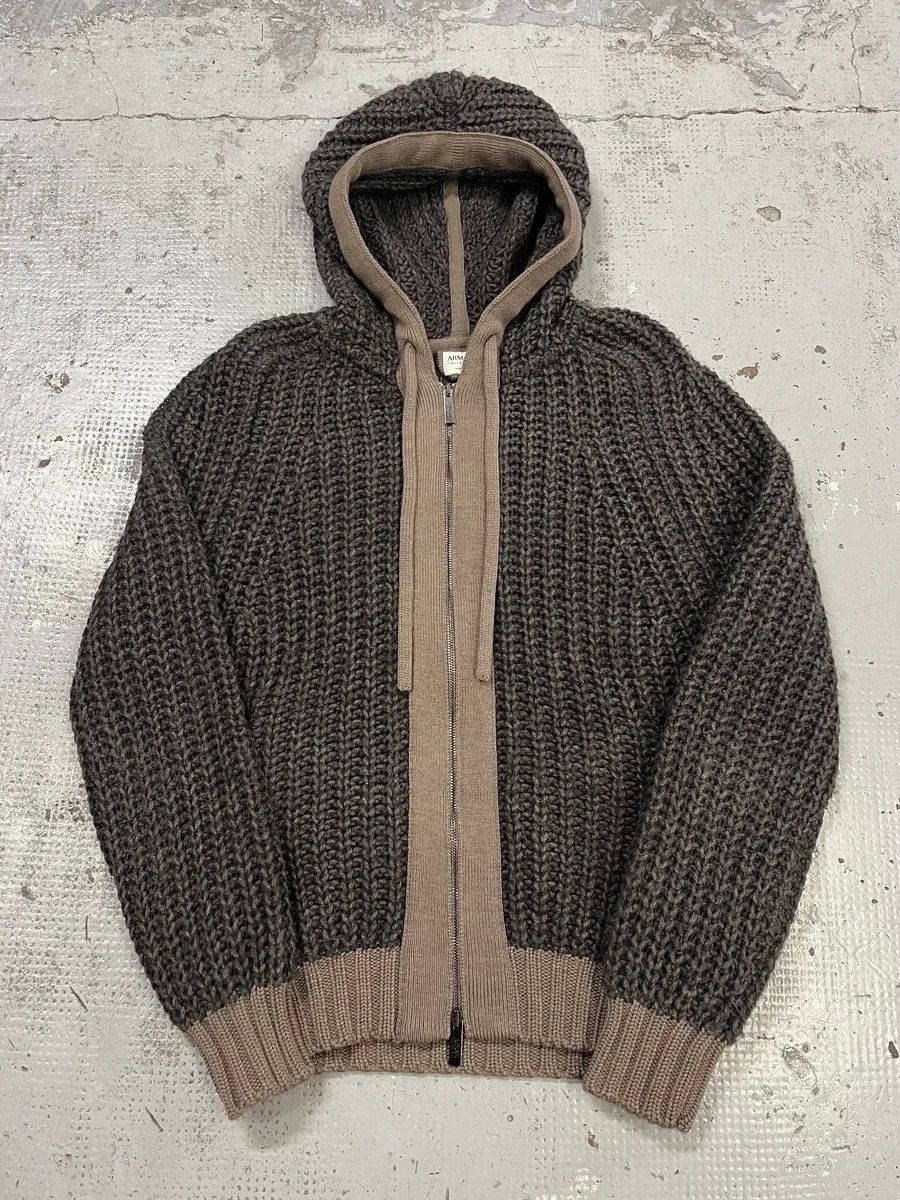 Armani Collezioni Armani Collezioni Wool Cable Knit Grey Zip-Up Hoodie Size US S / EU 44-46 / 1 - 5 Thumbnail