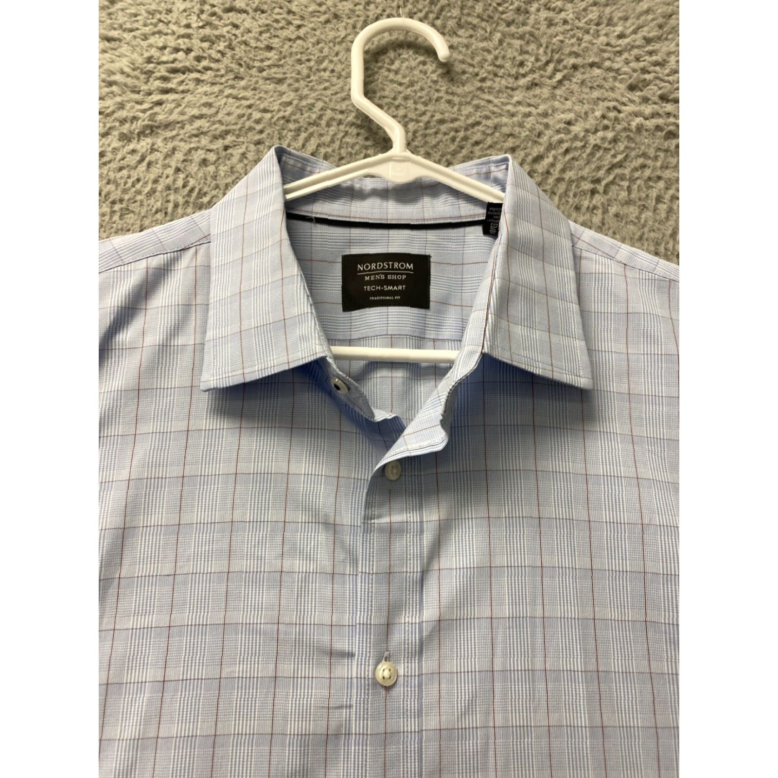 Nordstrom Nordstrom Men's Button-Up Shirt 17.5 34/35 Blue Red Plaid Long Sleeve Classic Casual Size US XL / EU 56 / 4 - 3 Thumbnail