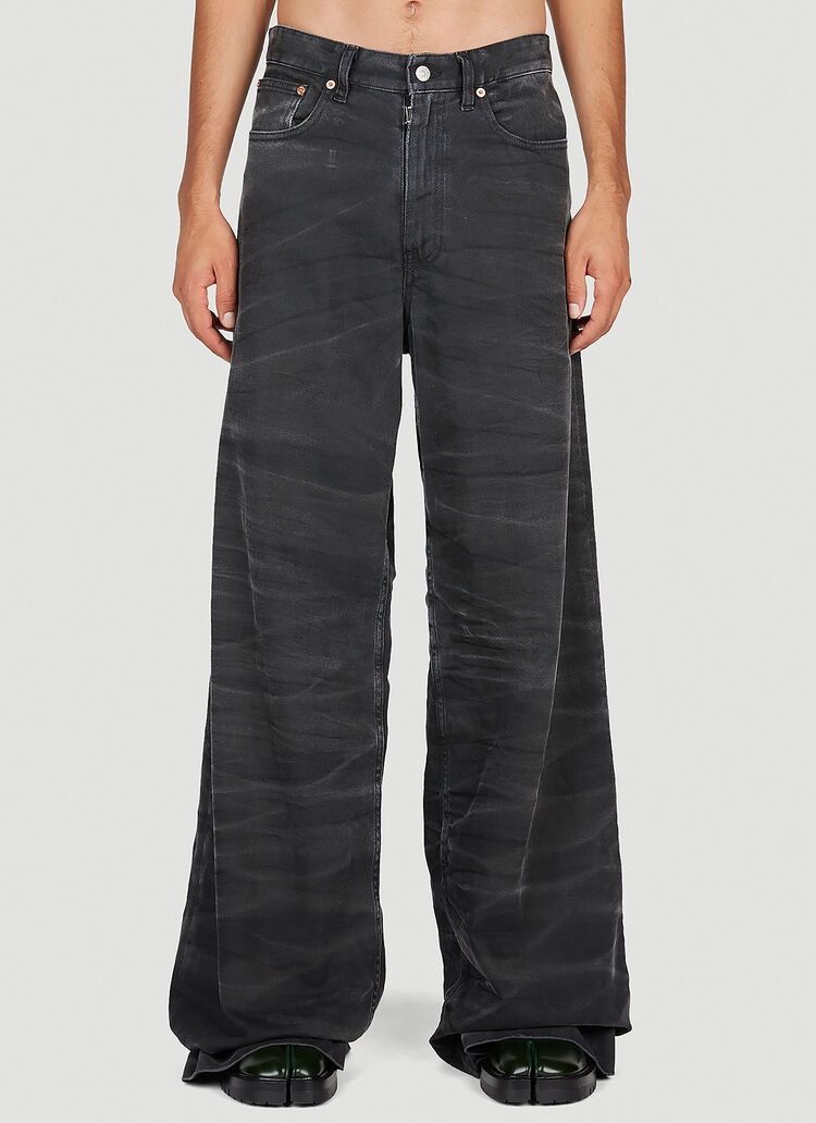 Maison Margiela MM6 Maison Margiela Black Washed Denim Jeans Wide Leg 2023 Size US 30 / EU 46 - 1 Thumbnail