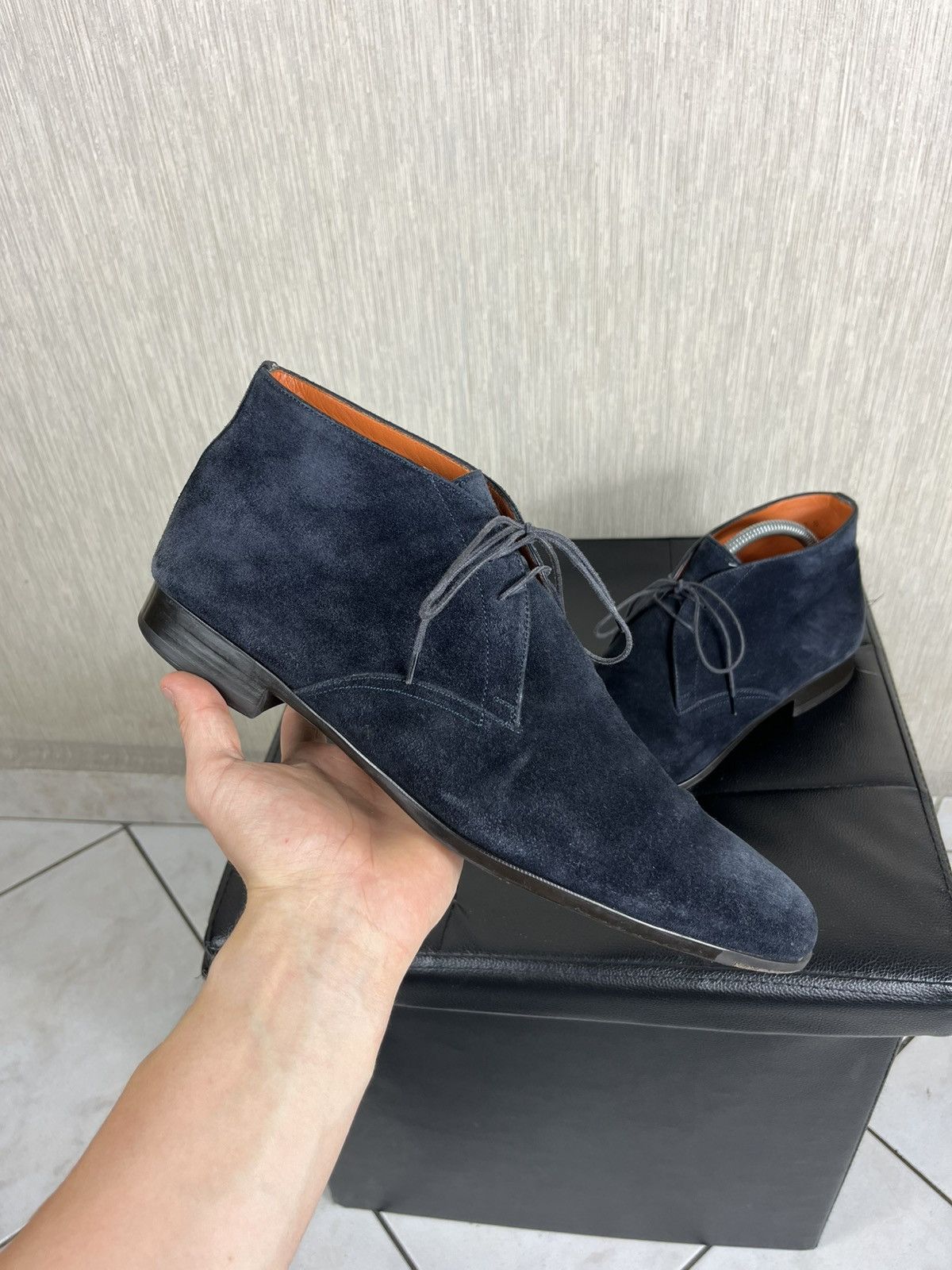 Santoni Santoni for Oger suede leather high top boots shoes handmade Size US 8.5 / EU 41-42 - 1 Thumbnail