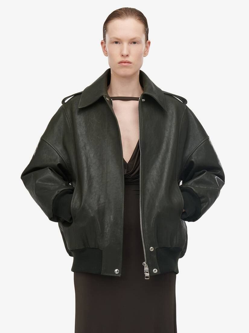 Alexander McQueen o1srvl11e0326 Aviator Bomber Jacket in Green Size M / US 6-8 / IT 42-44 - 2 Thumbnail