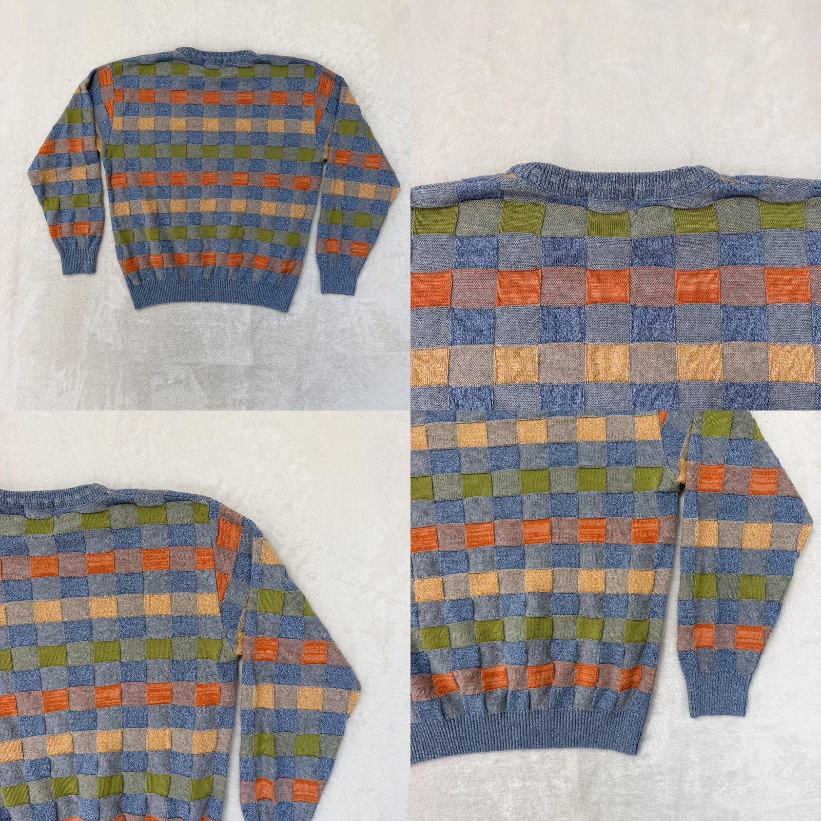 Jim Thompson Norm Thompson Sweater Mens Medium Multicolor Check Knit Crewneck Pullover Size US M / EU 48-50 / 2 - 8 Thumbnail