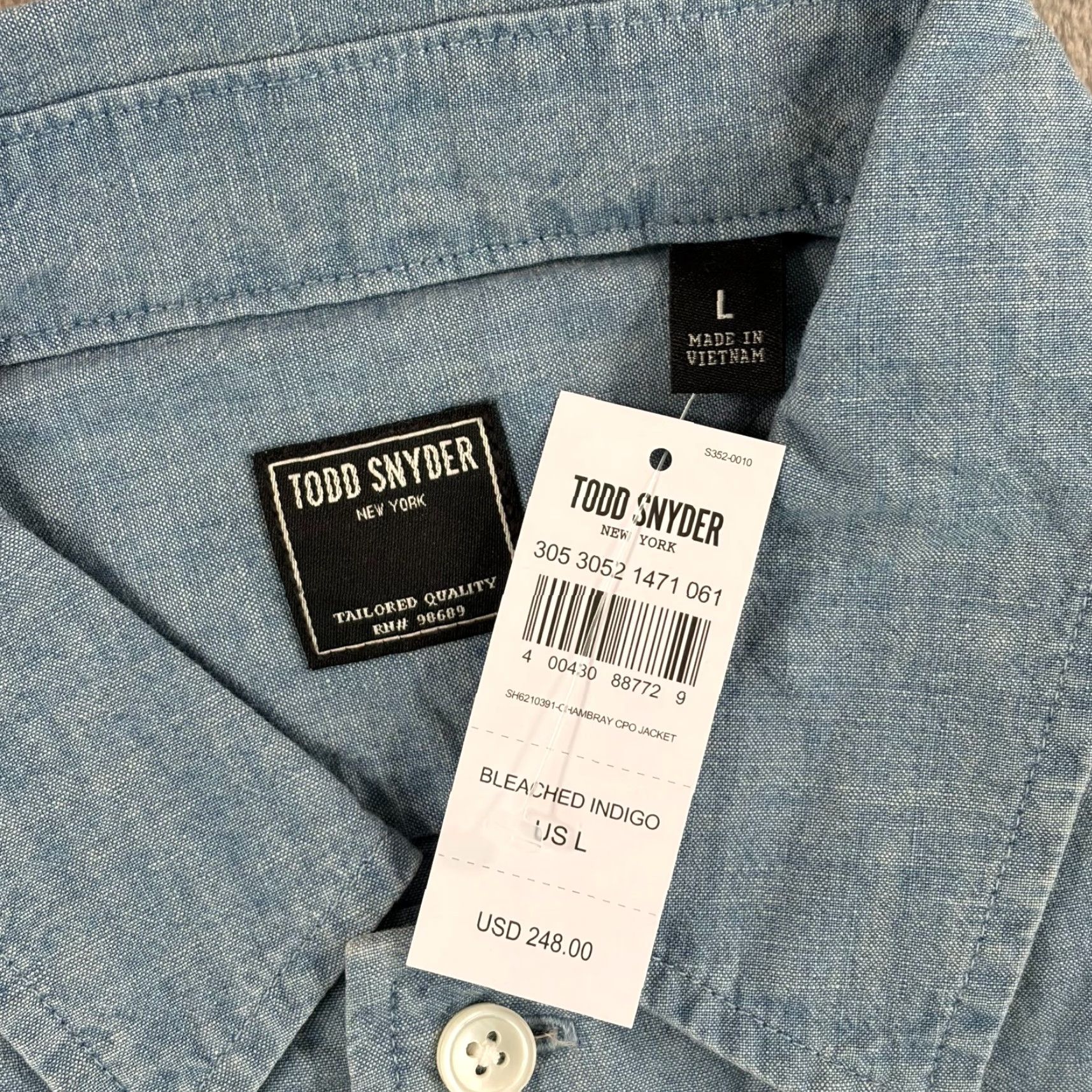 Todd Snyder Todd Snyder Relaxed Chambray CPO Overshirt in Bleached Indigo Men Large NWT 48 Size US L / EU 52-54 / 3 - 2 Thumbnail