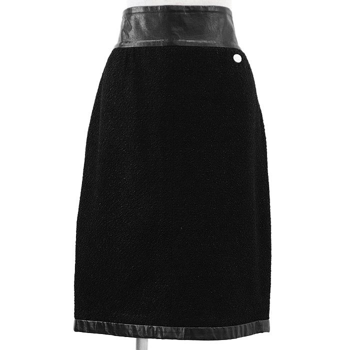 Chanel Chanel Chanel Tweed Cotton Silk Blend Calf Leather Skirt Textile Skirts P50723 DUTY FREE for USA Size ONE SIZE - 1 Thumbnail