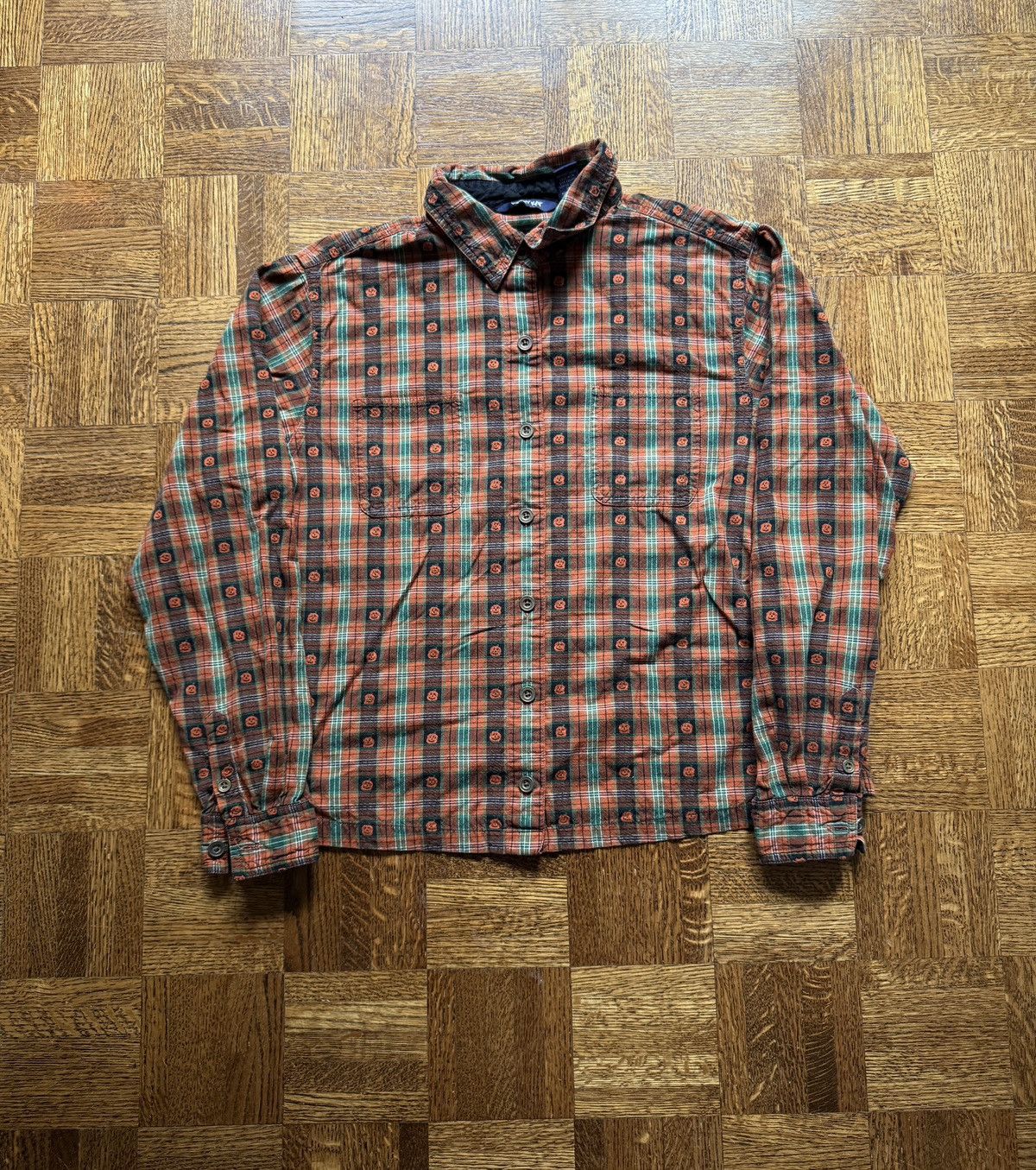Vintage Vintage Halloween Pumpkin Button Up Flannel Shirt Size L / US 10 / IT 46 - 1 Thumbnail