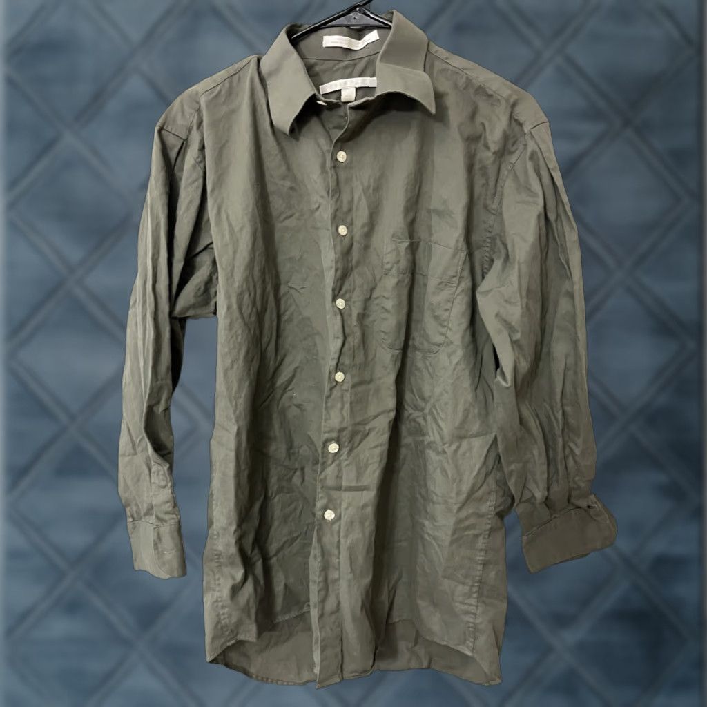 Perry Ellis PERRY ELLIS Solid Gray Long Sleeve Button-Up Shirt Adult Mens Size L 15.5 34/35 Size US M / EU 48-50 / 2 - 1 Thumbnail