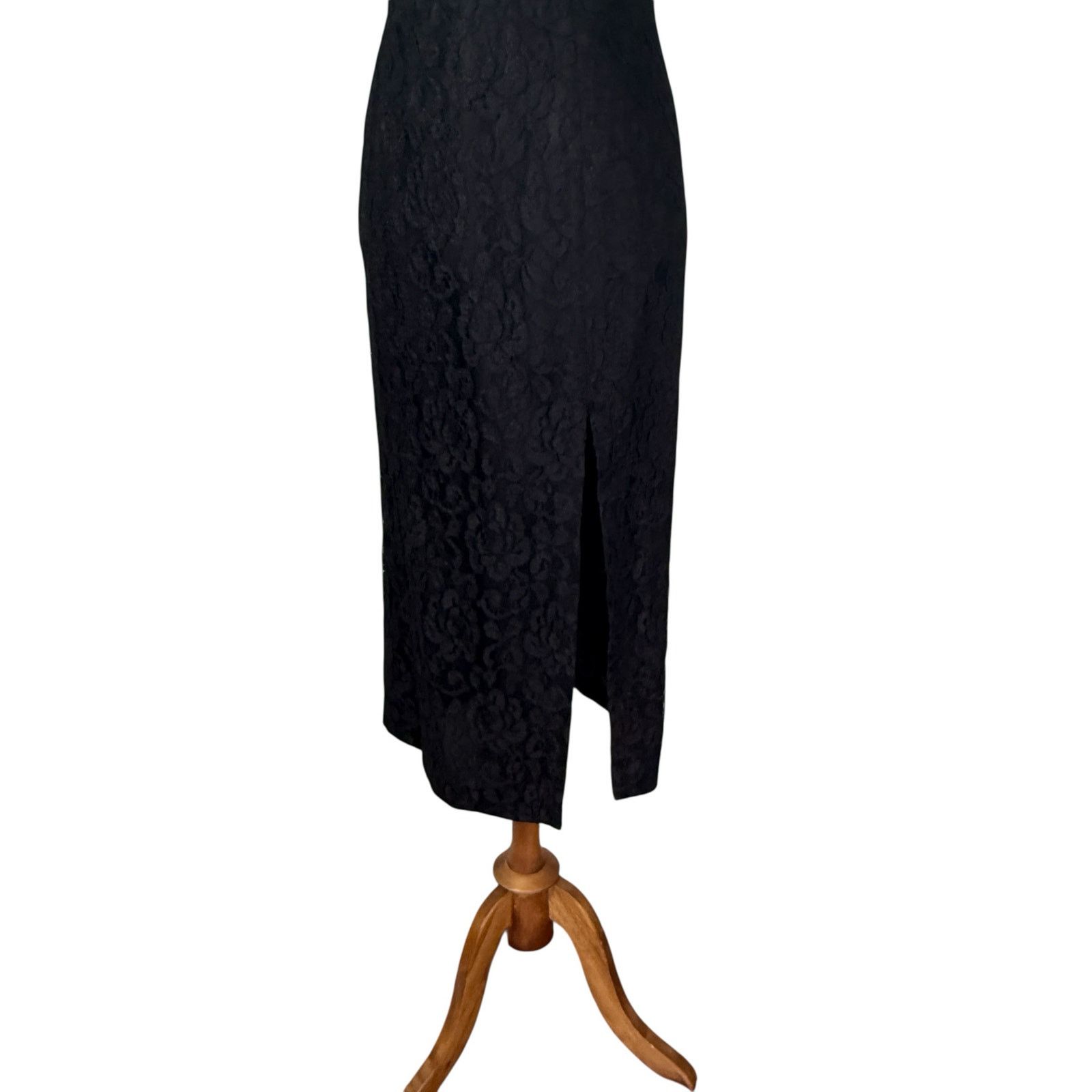 Vintage Vintage 1980s Black Lace Bari-Jay Midi l Dress Formal 4 Size S / US 4 / IT 40 - 6 Thumbnail