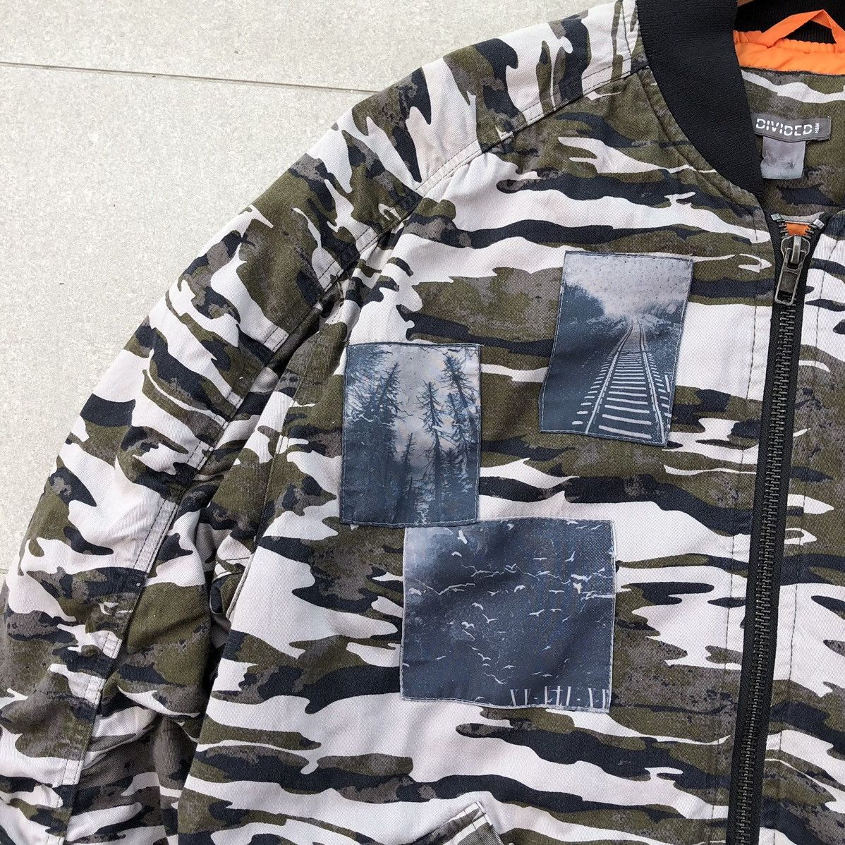 Japanese Brand VTG Divided Camo Bomber Jacket Raf Simons Archive Inspired Size US XL / EU 56 / 4 - 3 Thumbnail