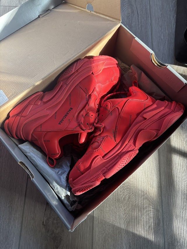 Balenciaga Triple S Sneaker 'Allover Logo - Red' Size US 12 / EU 45 - 1 Thumbnail