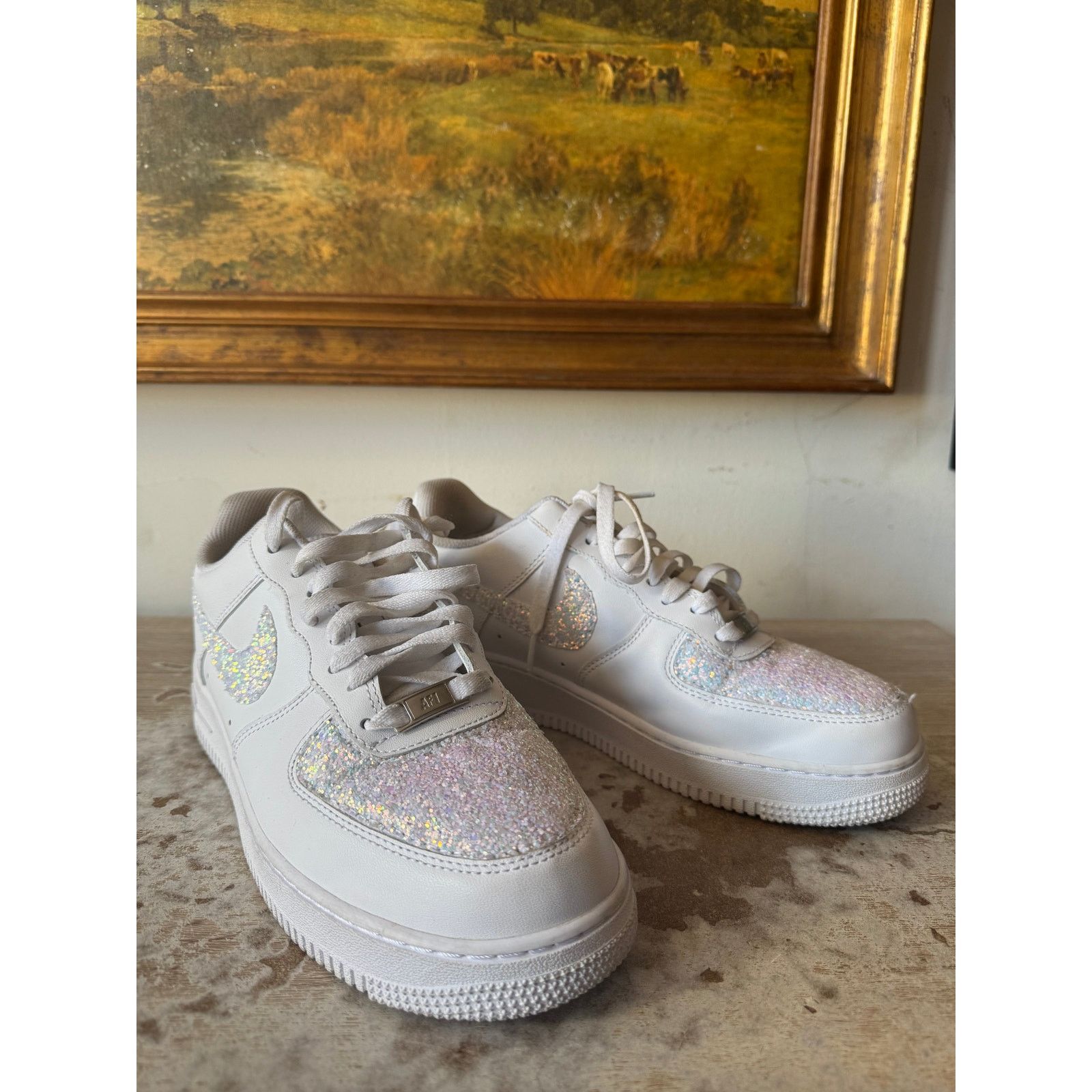 Nike Nike Air Force 1 Glitter Swoosh and Accents Ladies Size 8.5 Size US 8.5 / IT 38.5 - 7 Thumbnail