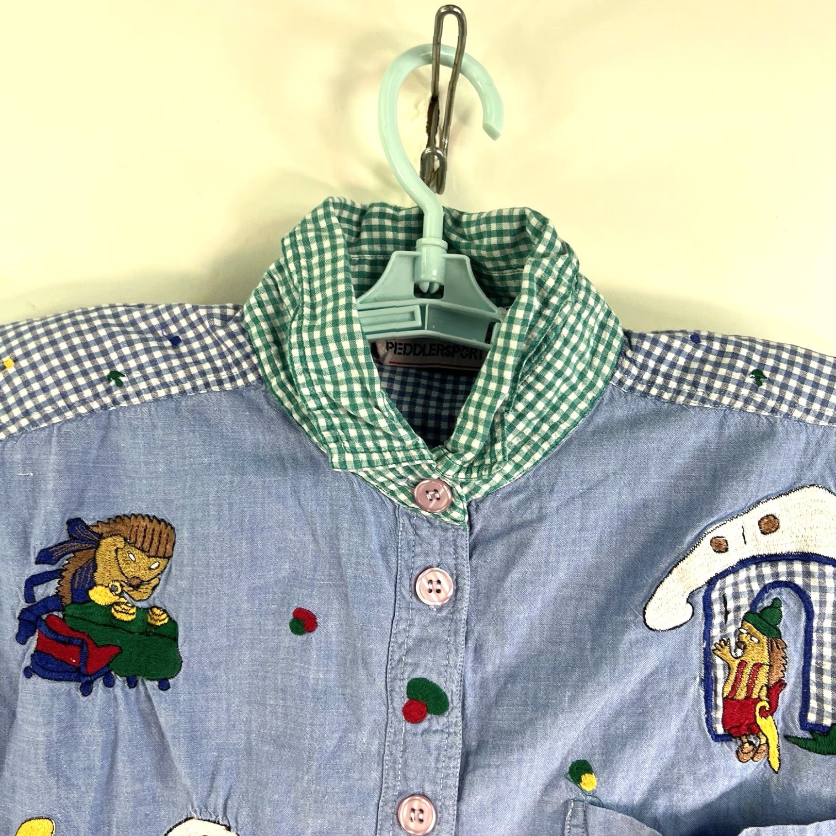 Vintage VINTAGE Peddler Sport Shirt Women M Denim Blue Hedgehog Embroidered Casual 90s Womens Size M / US 6-8 / IT 42-44 - 6 Thumbnail