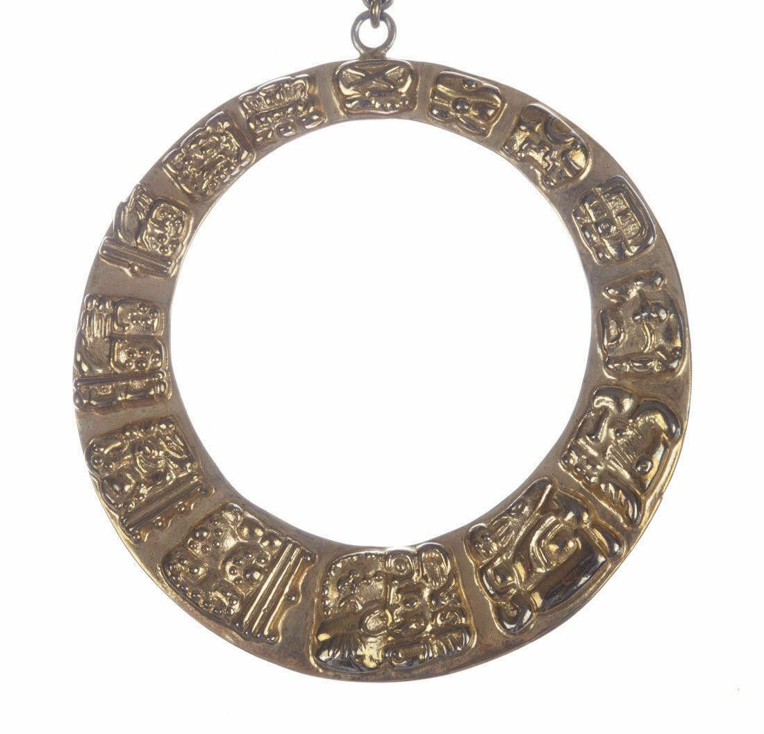 Designer Mexican 18 Kt Gold Vermeil Sterling Hoop Dangle Earrings Size ONE SIZE - 3 Thumbnail
