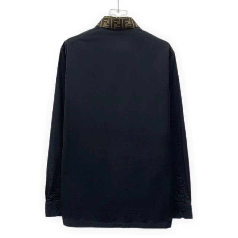 Fendi Black Logo Long Sleeve Cotton Shirt Size US M / EU 48-50 / 2 - 2 Thumbnail
