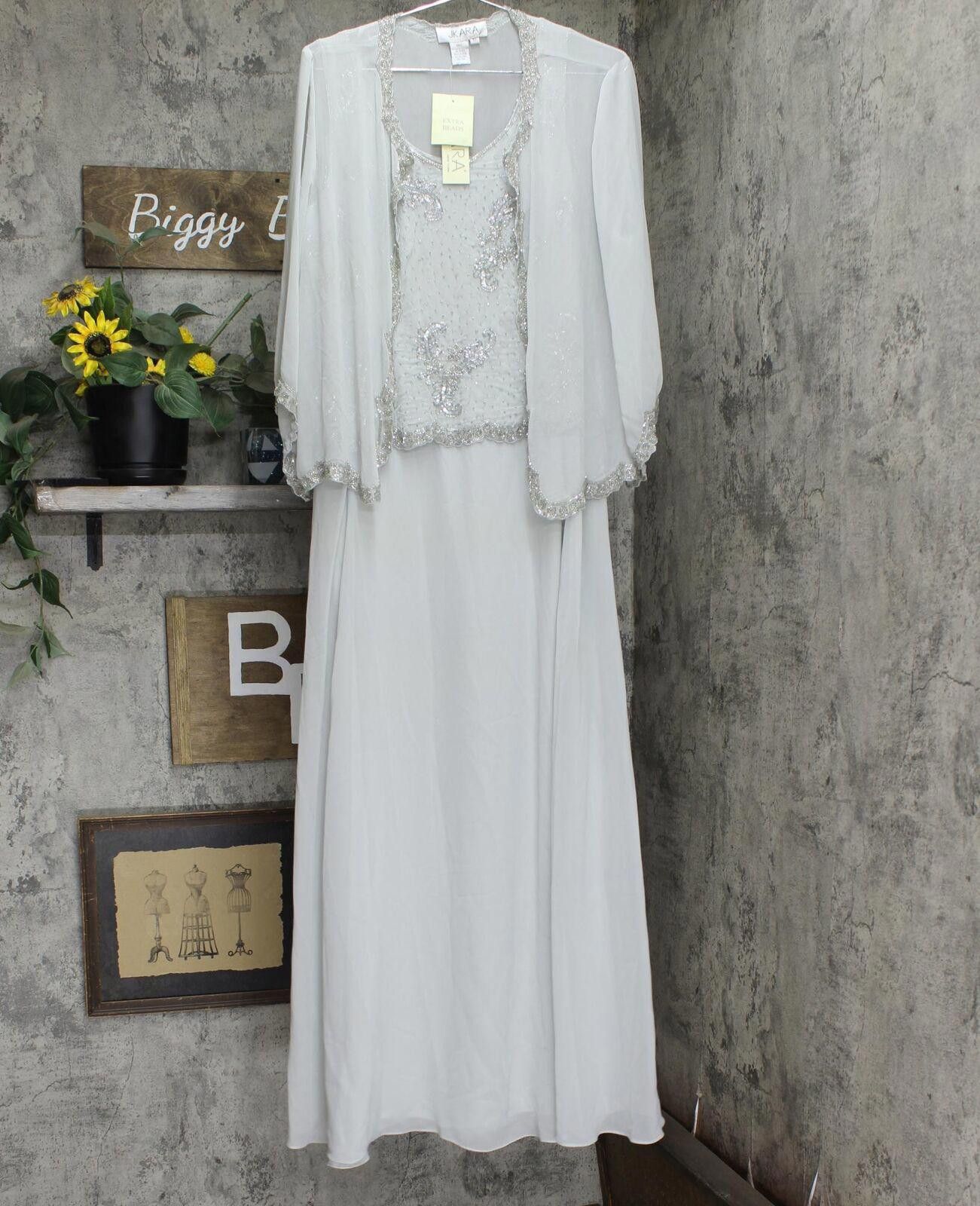 NWT J Kara Gown Dress with Dress Silver Gray / Multi 10