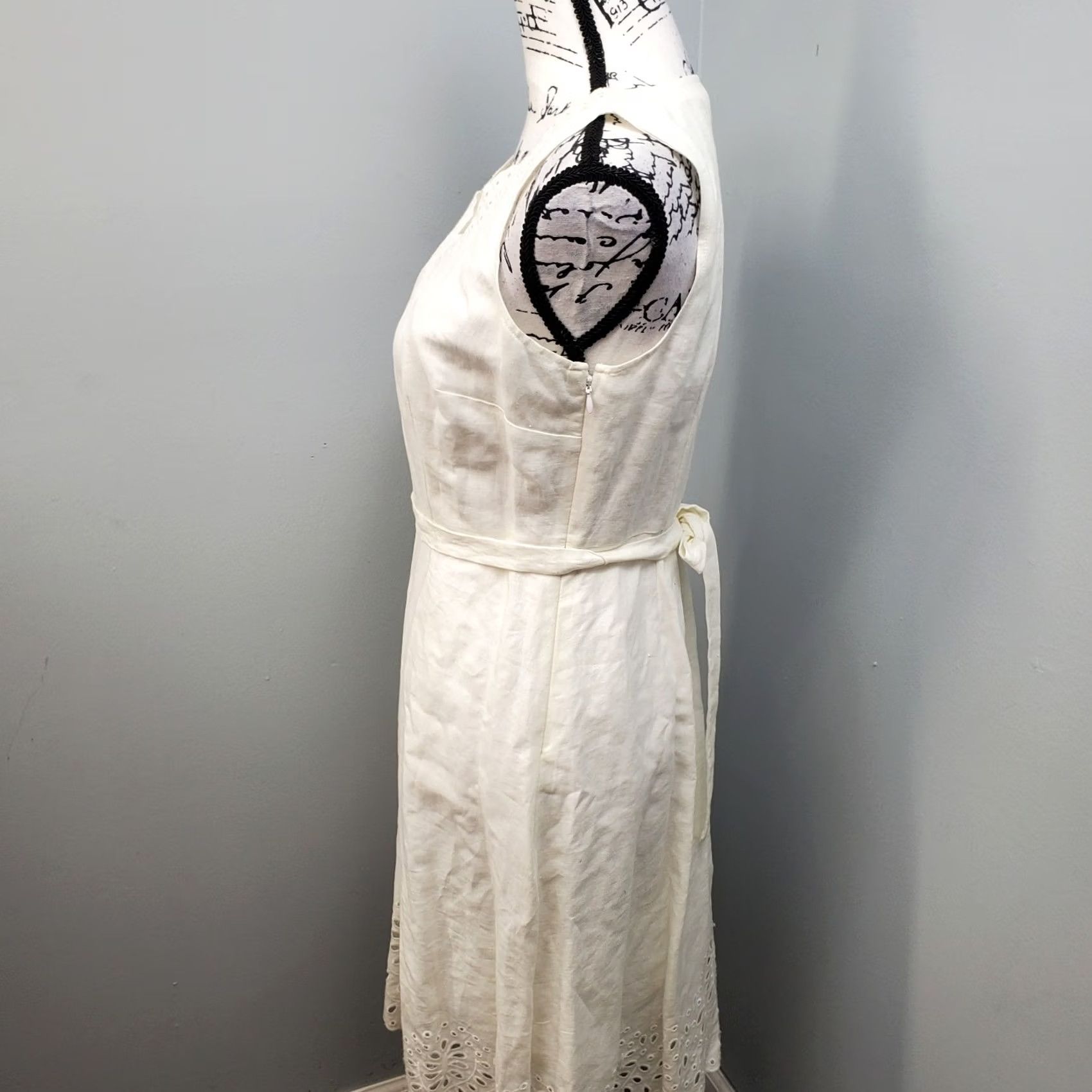 Talbots Talbots Shift Dress Womens Size 8P White Eyelet Neck Hem Tie Waist Side Zip Dress Size M / US 6-8 / IT 42-44 - 5 Thumbnail