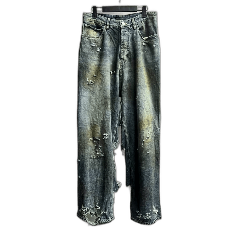 Balenciaga Balenciaga Blue Distressed Denim Pants Size US 26 / EU 42 - 1 Thumbnail