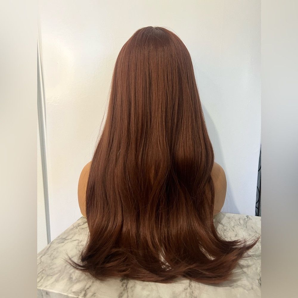 Other 25 Inch Burgundy Red Long Wig with Bangs Size ONE SIZE - 3 Thumbnail