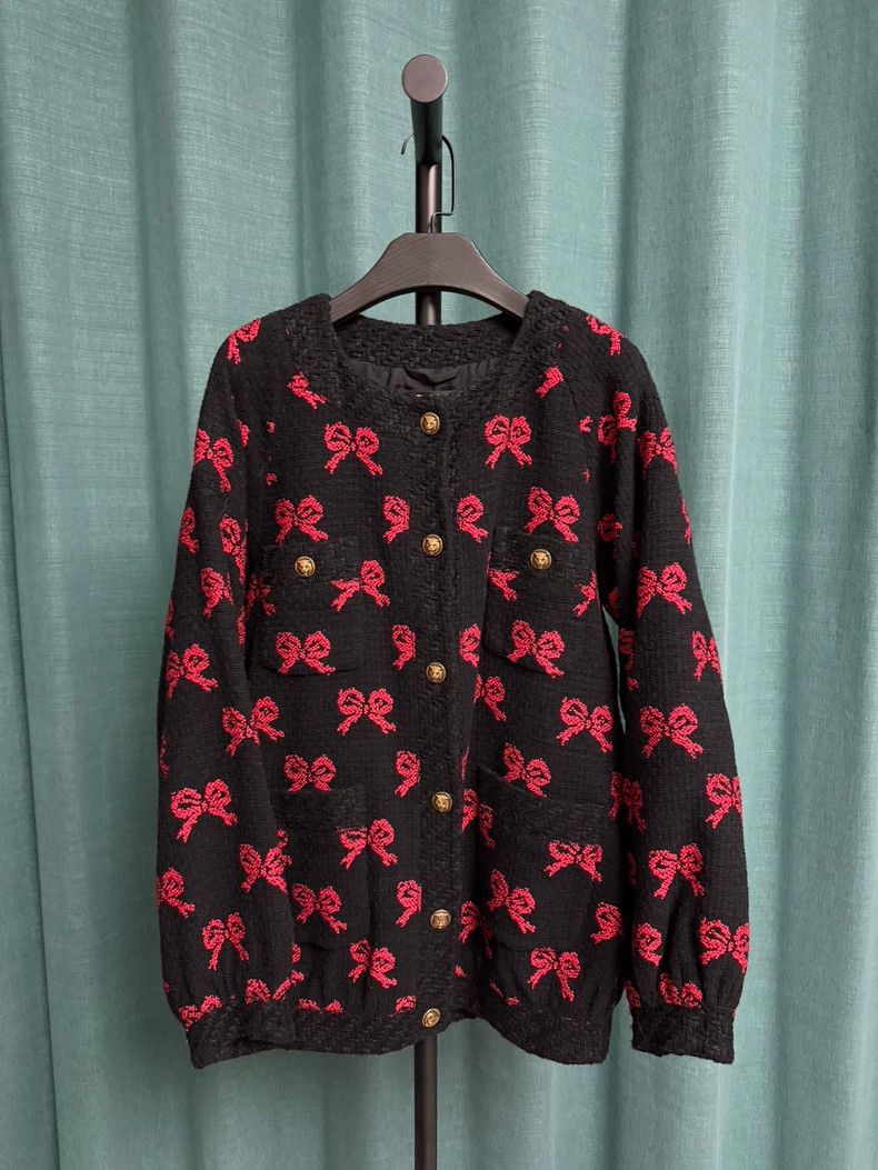 Gucci Gucci Black Red Bow Cardigan Coat-dmc Size US S / EU 44-46 / 1 - 1 Thumbnail