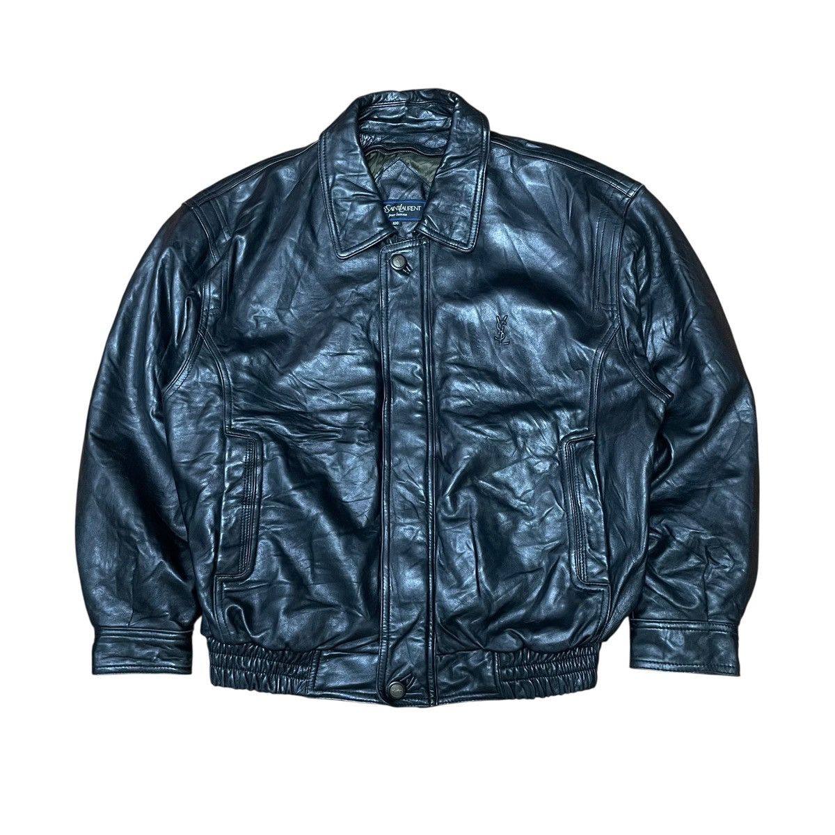 Yves Saint Laurent Vintage YSL Leather Shearling Aviator Bomber