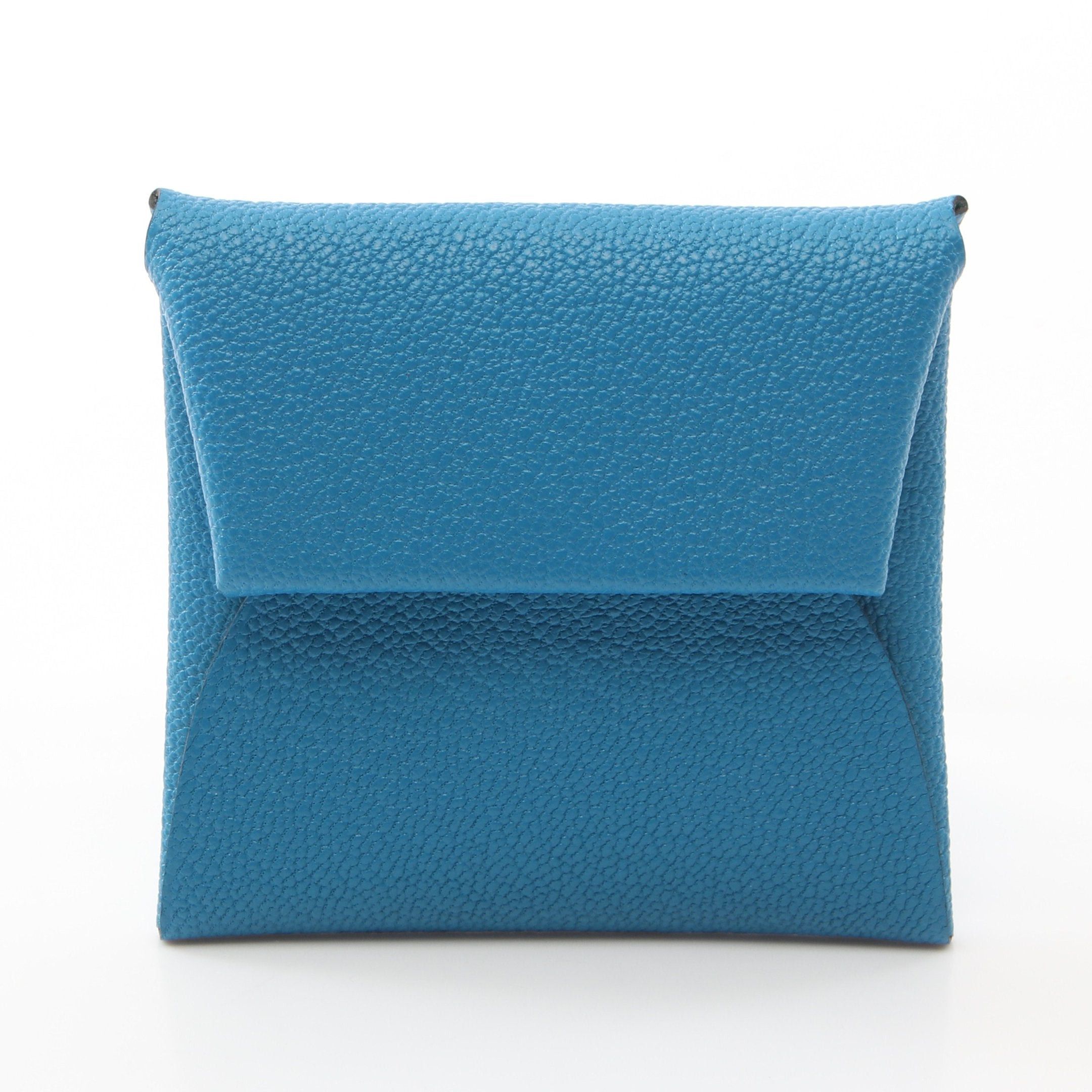 Hermes Bastia Blue Zanzibar Mint Coin Purse Chevre Silver Hardware Double Engraved, Women's
