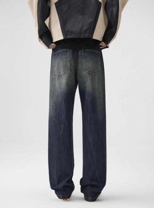 Japanese Brand Japanese retro trend washed distressed straight jeans Size US 32 / EU 48 - 4 Thumbnail
