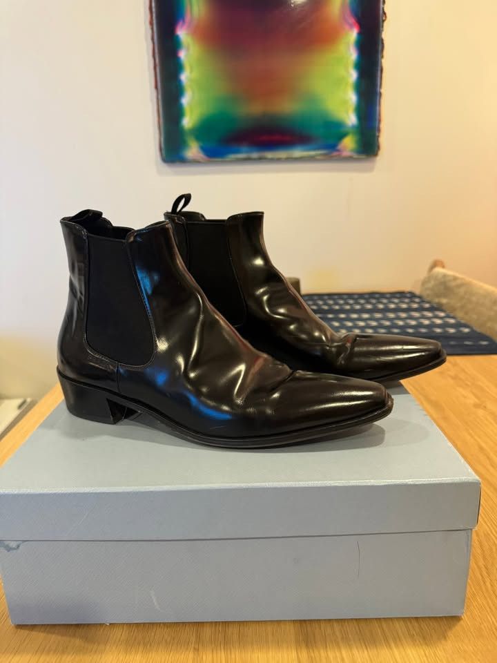 靴 Archive Prada square zip leather boots Vintage archive