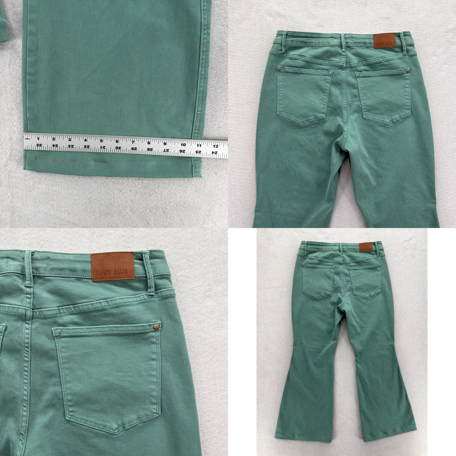 Denime Judy Blue Jeans Flare Women 14W Green Medium Wash Mid Rise Stretch Denim Women Jeans 5-Pocket Design Boys? Size 36" / US 14 / IT 50 - 8 Thumbnail