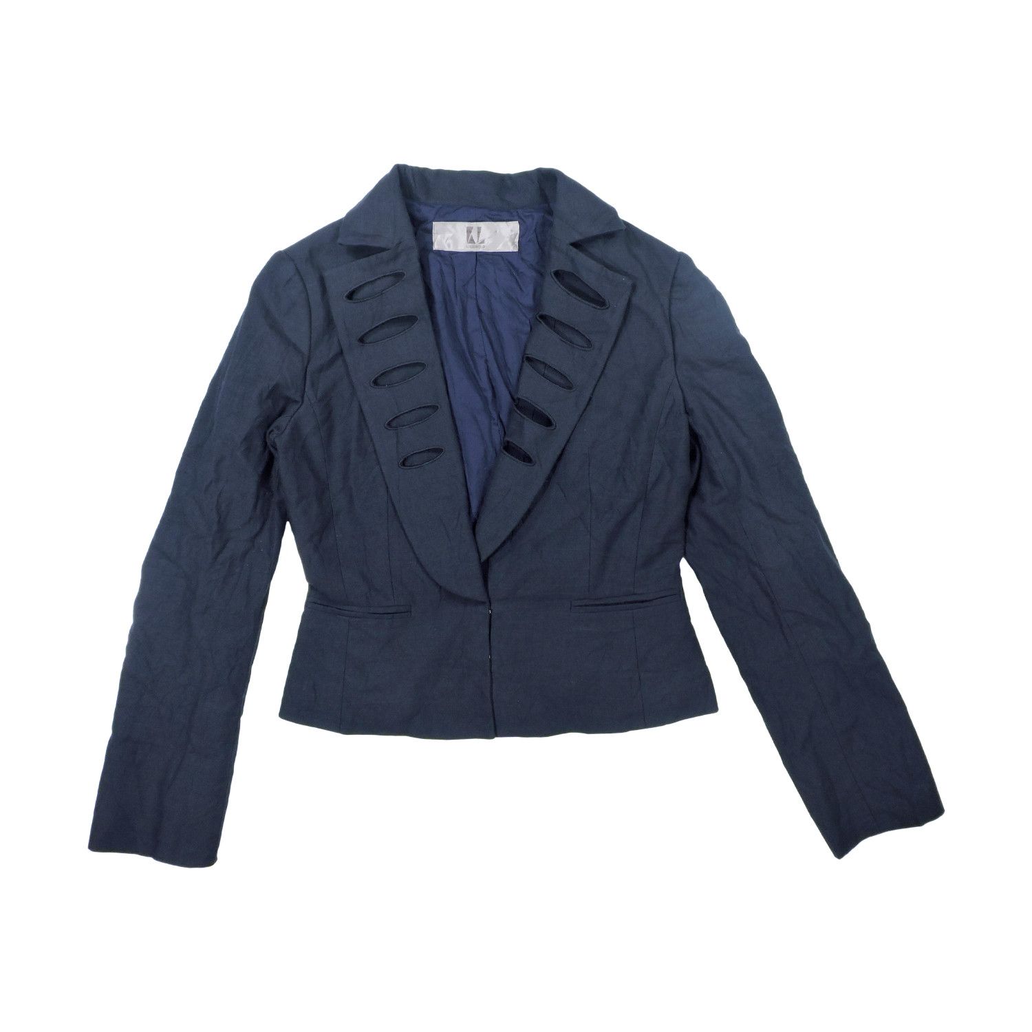 Karl Lagerfeld KARL LAGERFELD NOTCHED LAPEL DECORATIVE CUTOUTS BLAZER Size XS / US 0-2 / IT 36-38 - 1 Thumbnail