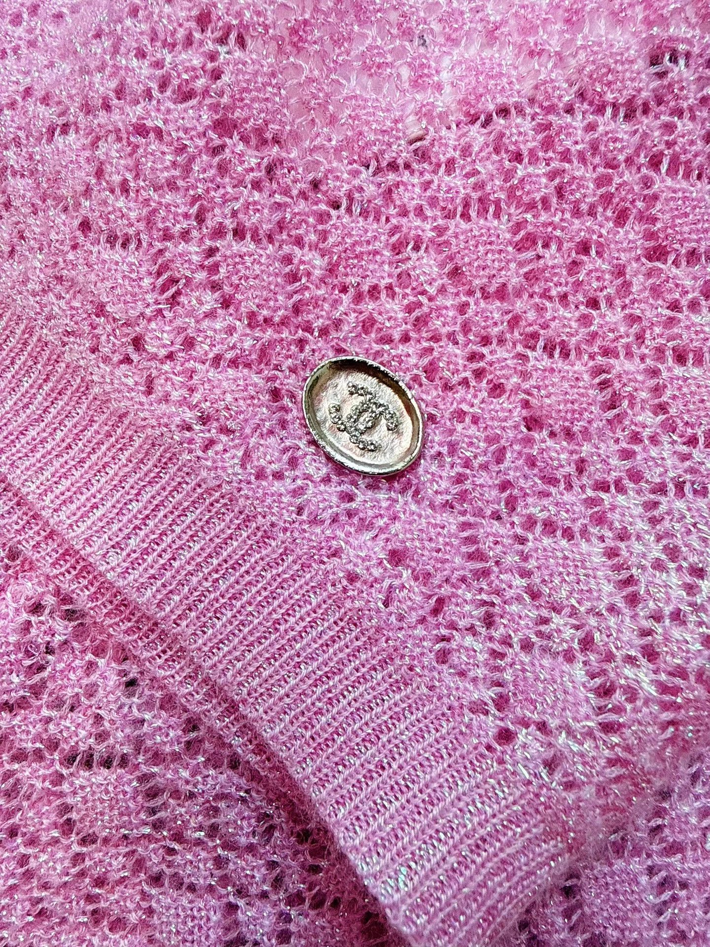 Chanel Chanel 23B Peach Glitter Turtleneck Knit LS Top 40 Size M / US 6-8 / IT 42-44 - 4 Thumbnail
