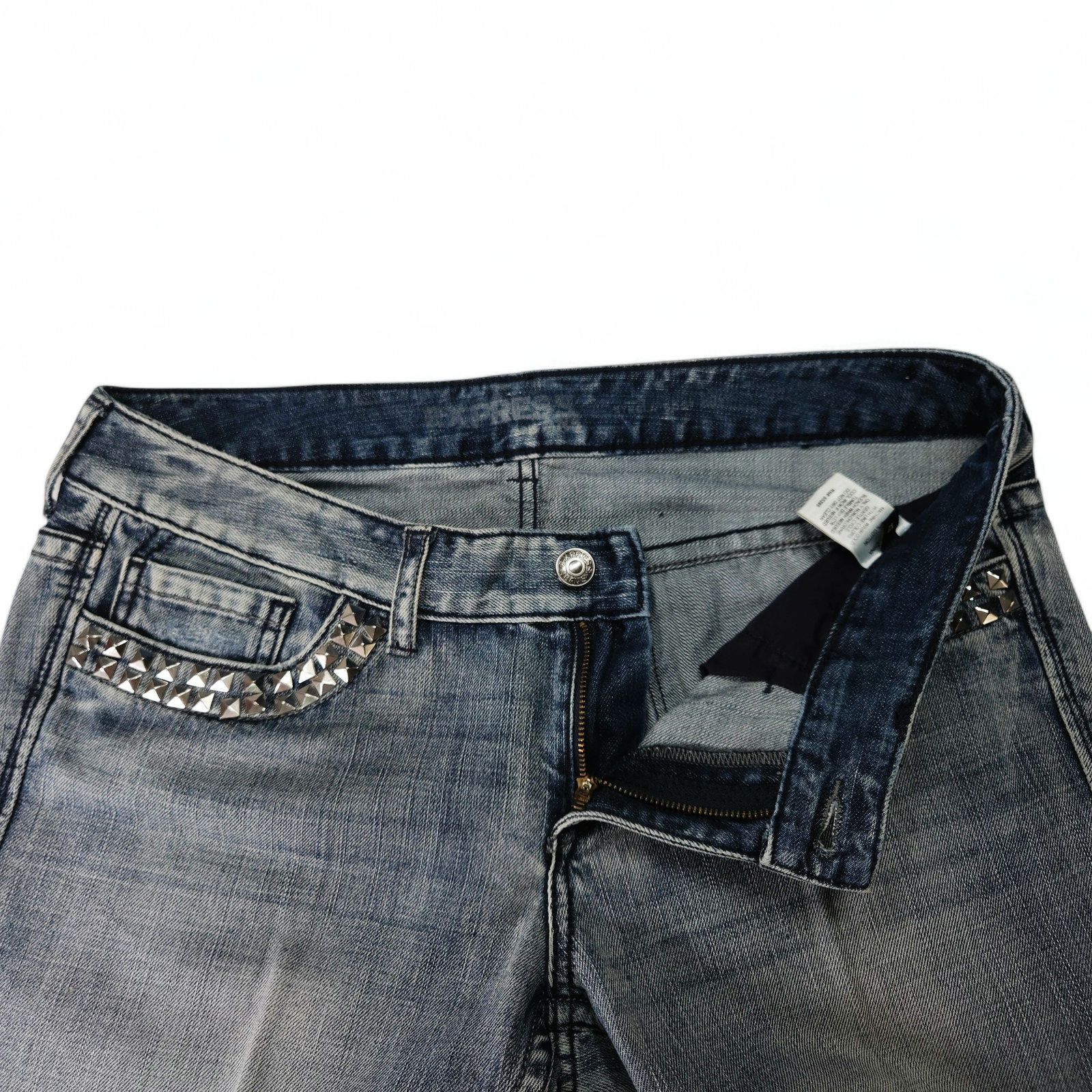 Express EUC Express Stella Bootcut Jeans Sz. 12 Studded Distressed Size 34" / US 12 / IT 48 - 5 Thumbnail