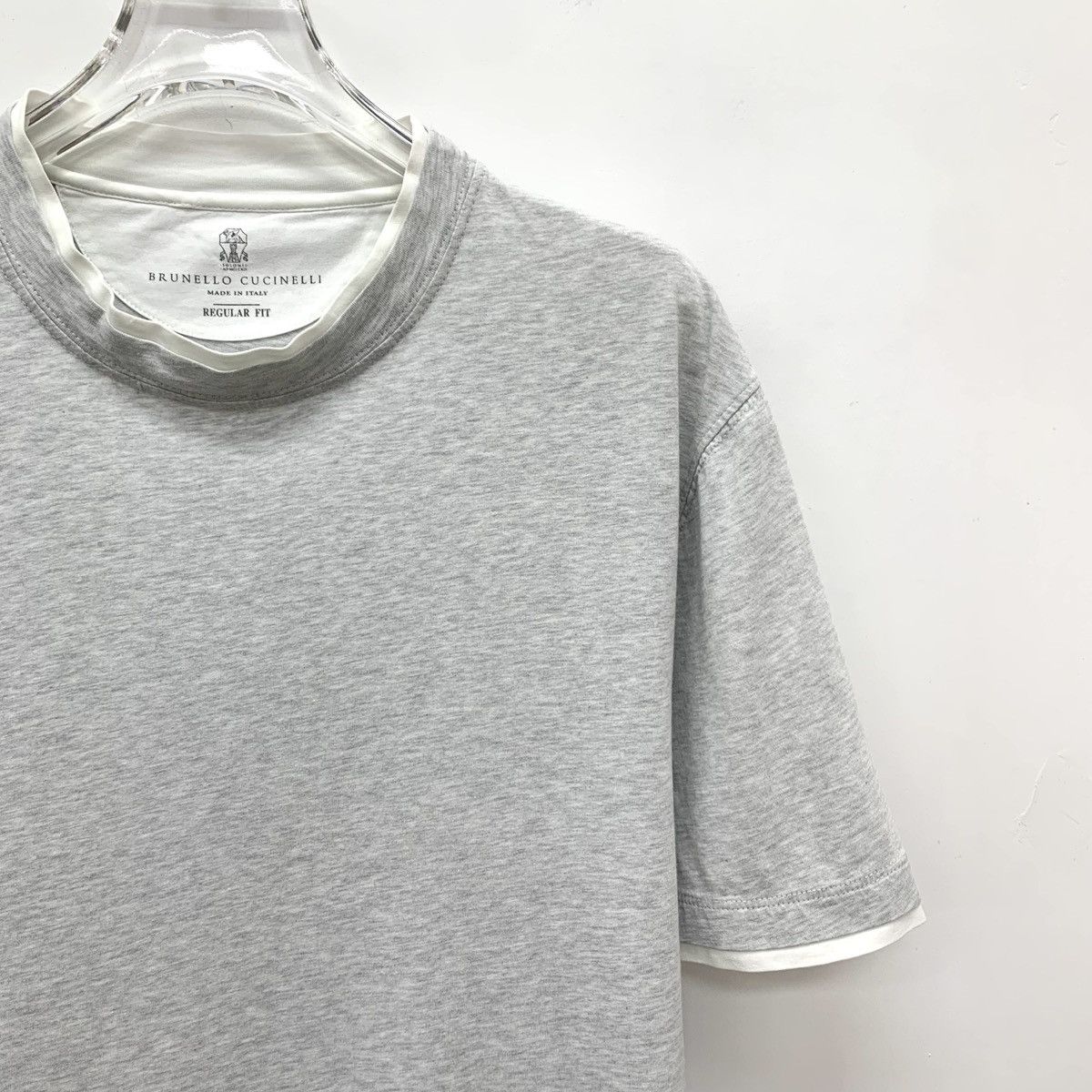 Brunello Cucinelli Brunello Cucinelli Grey Cotton Short Sleeve T-shirt K26WX Size US L / EU 52-54 / 3 - 3 Thumbnail