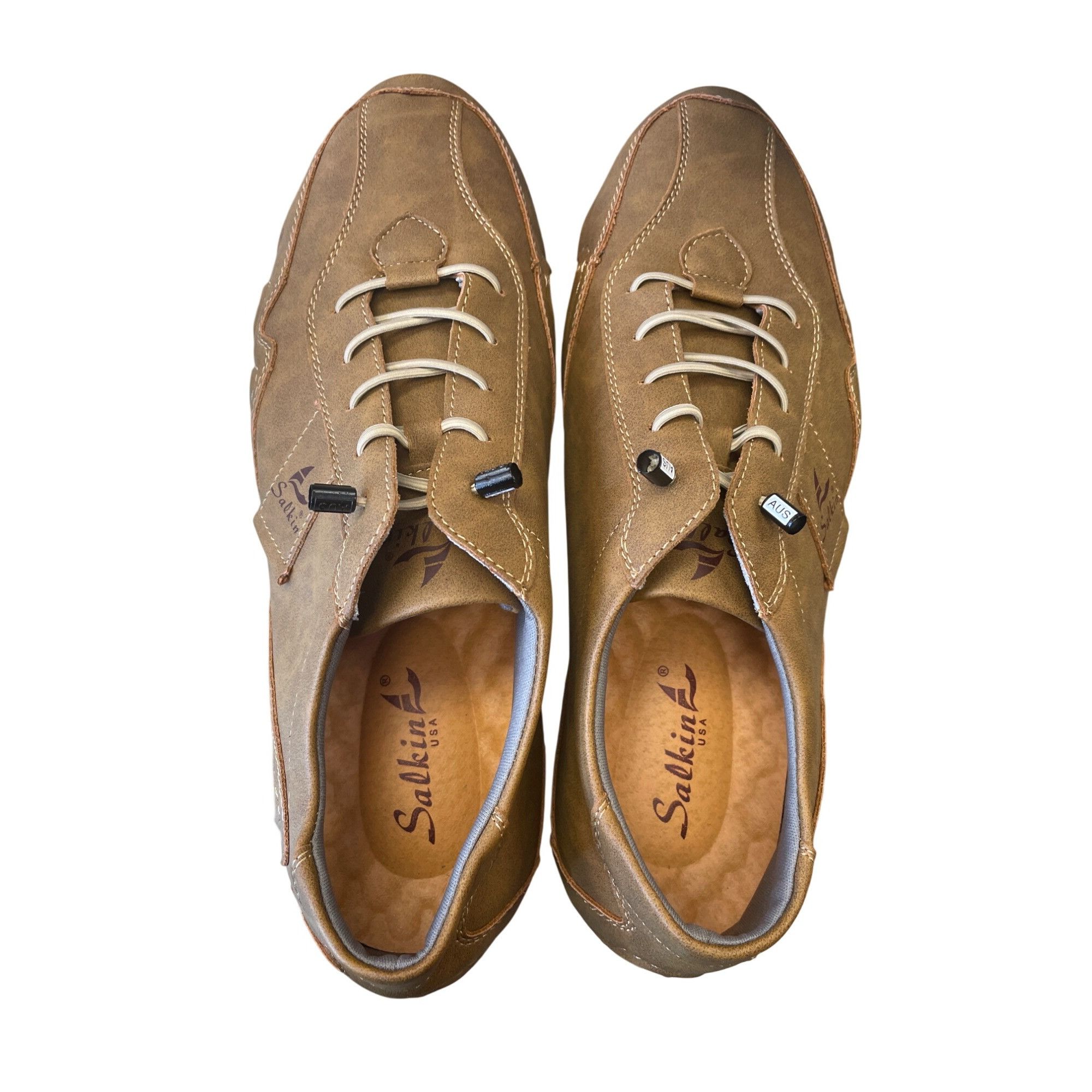 Other Salkin USA Mens Brown Faux Leather Casual Shoes Size 44/10 S Size US 10 / EU 43 - 11 Thumbnail