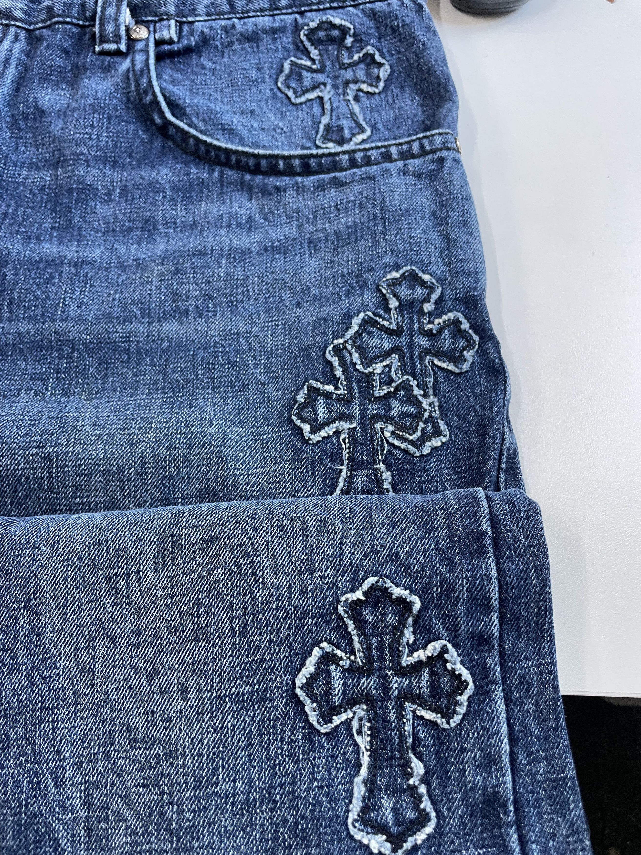 Chrome Hearts Chrome Hearts Denim Cross Patch Jeans Size US 31 - 3 Thumbnail