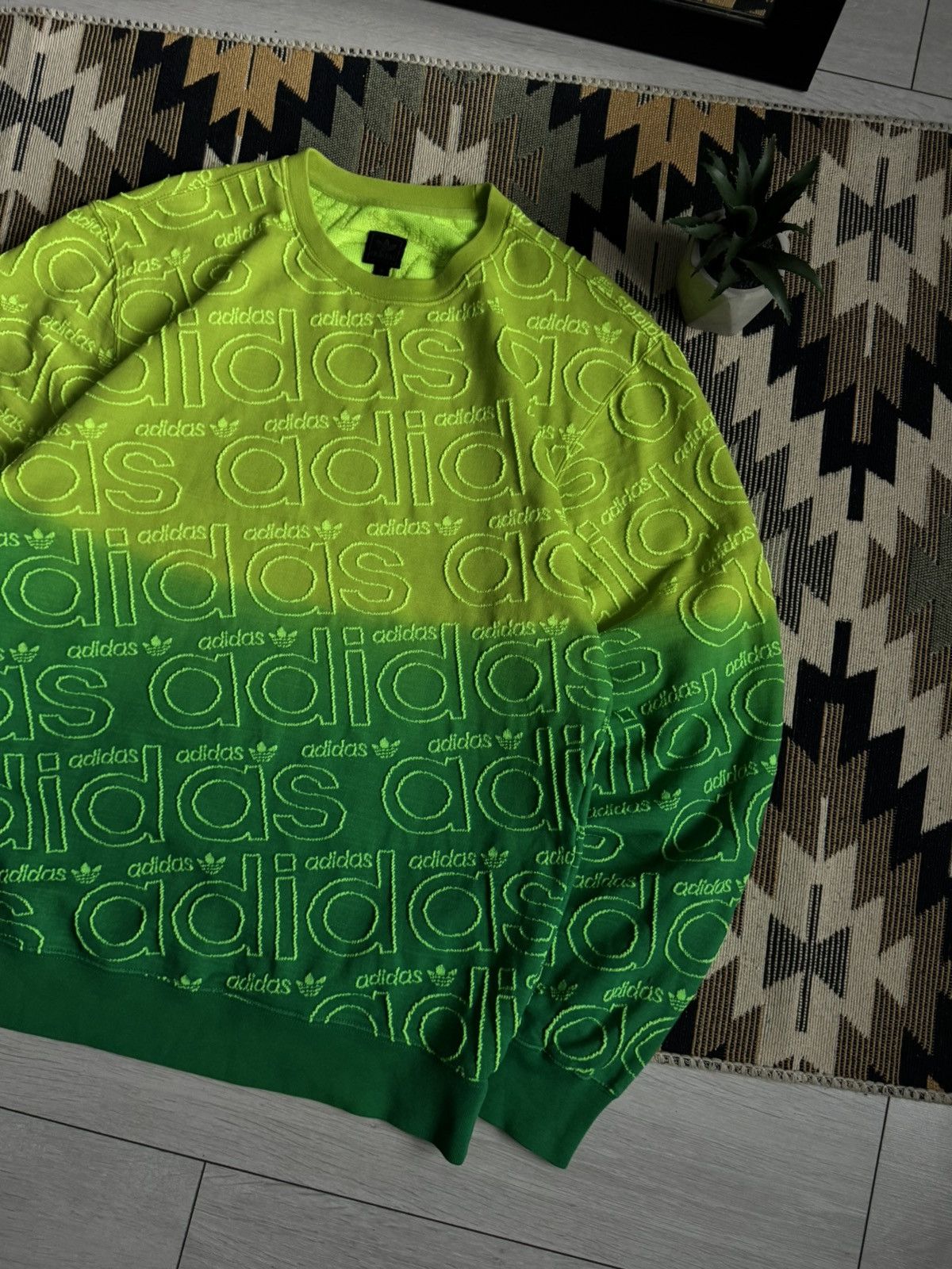 Adidas Vintage Adidas Originals Rasta Monogram Sweater Size US M / EU 48-50 / 2 - 3 Thumbnail