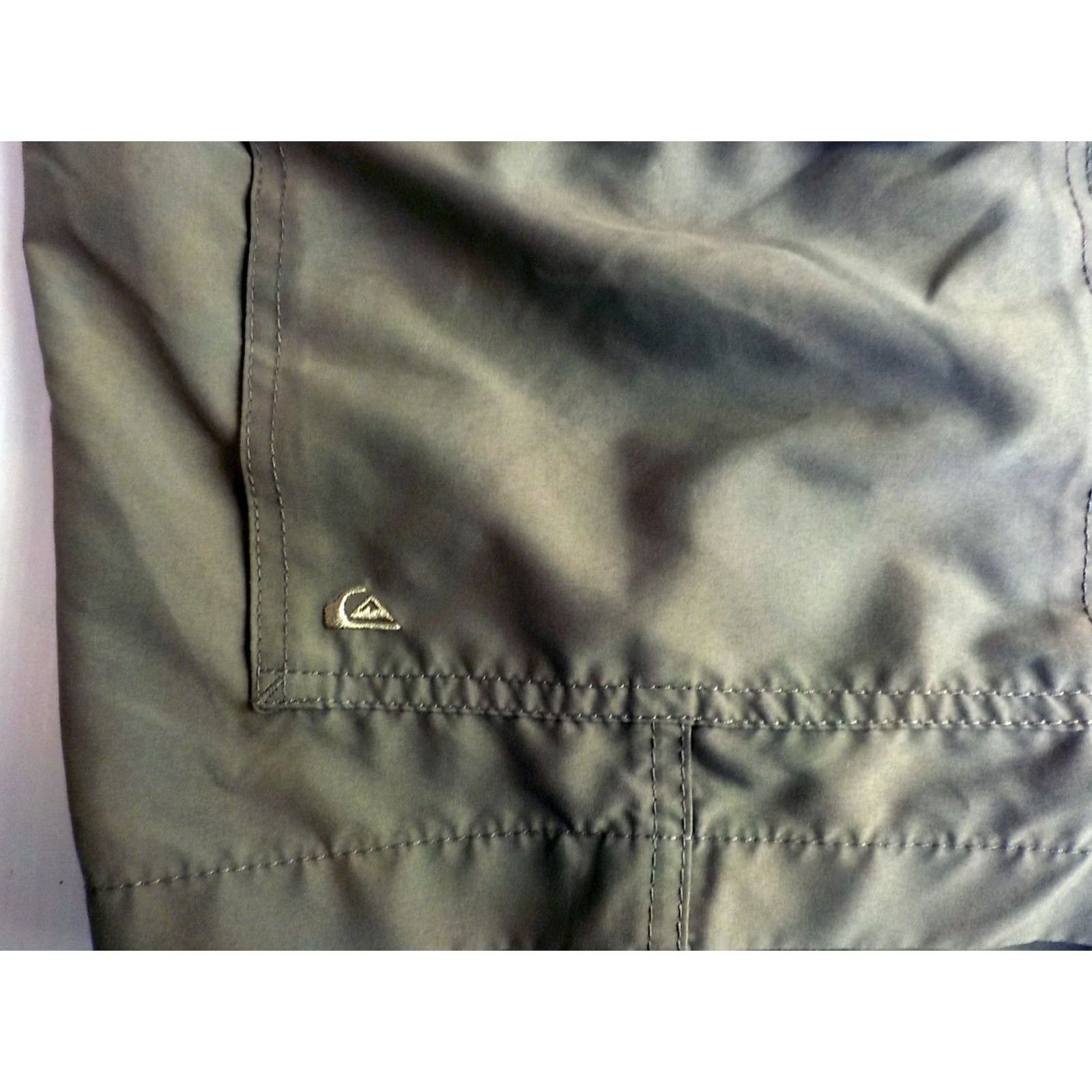Quiksilver QUILSILVER Mens Flat Front Cargo Shorts Khaki SZ 33 Cargo Pockets Logo Side Back Pocket Polyester 100% Regular Mens Size US 33 - 2 Thumbnail