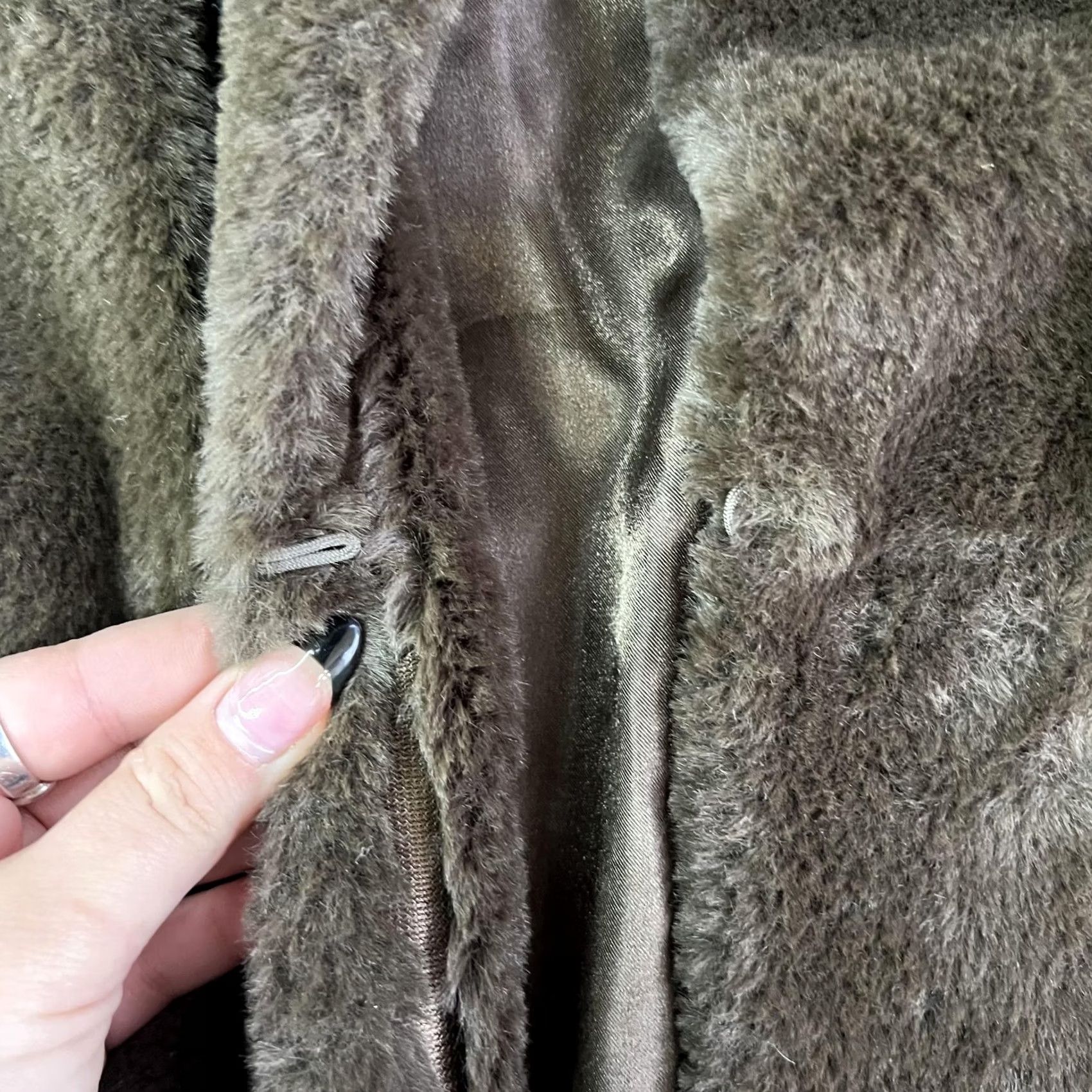 Vintage Marc New York Vest Womens Small Brown Faux Fur Lined Hook Eye Pockets Mid Length Size S / US 4 / IT 40 - 6 Thumbnail