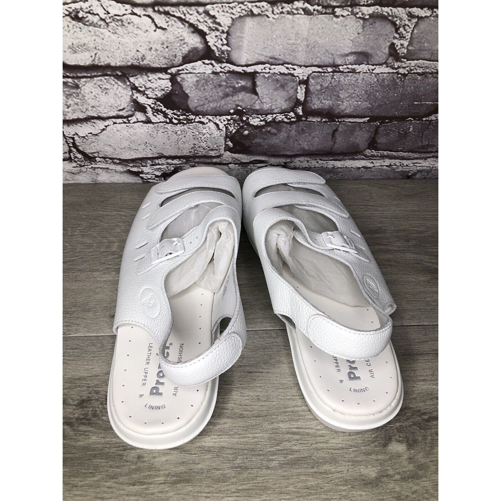 Other Propet Cell Cushion White Leather Triple Strap Wedge Sandals Size US 11 / IT 41 - 16 Thumbnail