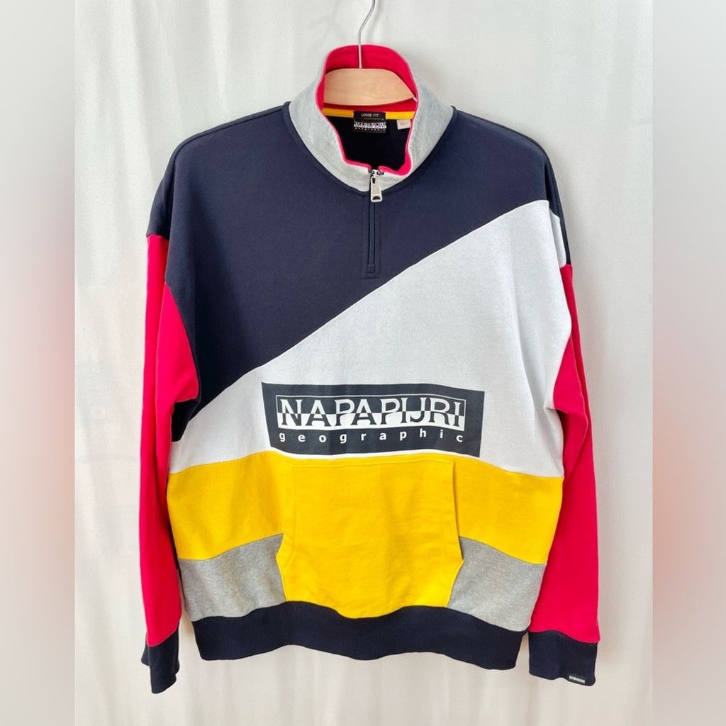 Napapijri Napapijri Bek Colorblock Cotton Kangaroo Pocket Pullover- M Size US M / EU 48-50 / 2 - 6 Thumbnail
